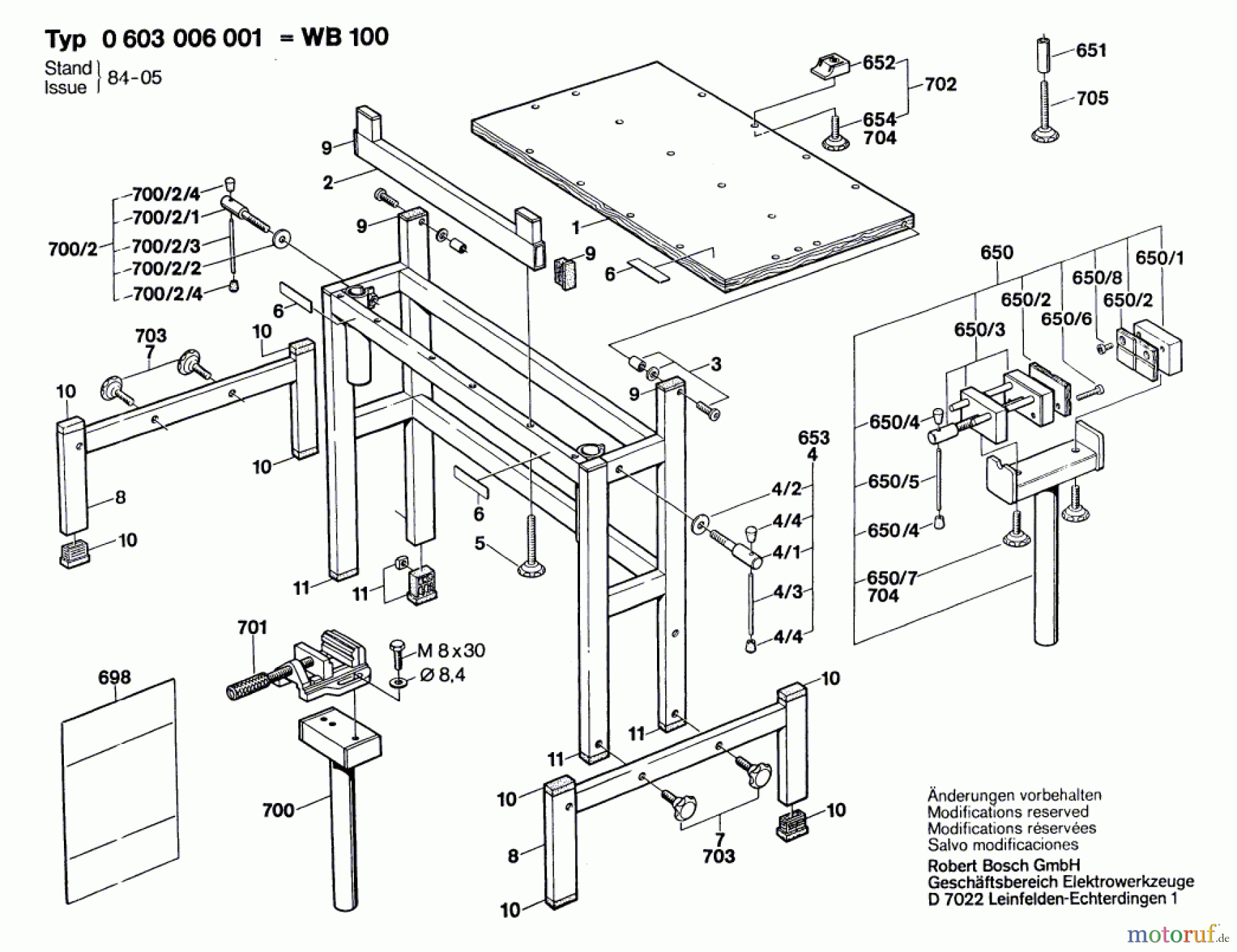  Bosch Werkzeug Werkbank WB 100 Seite 1