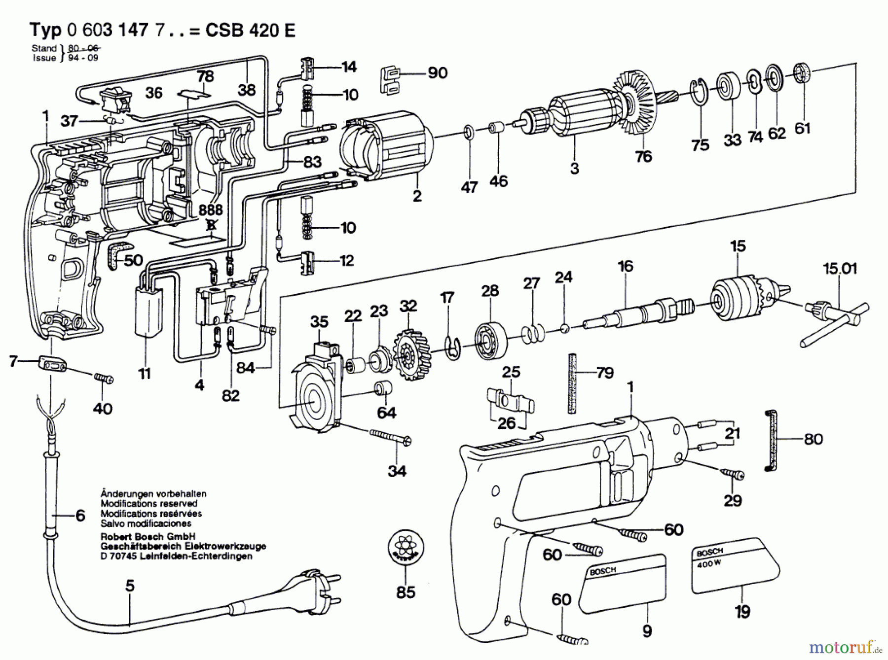  Bosch Werkzeug Schlagbohrmaschine CSB 420-E Seite 1