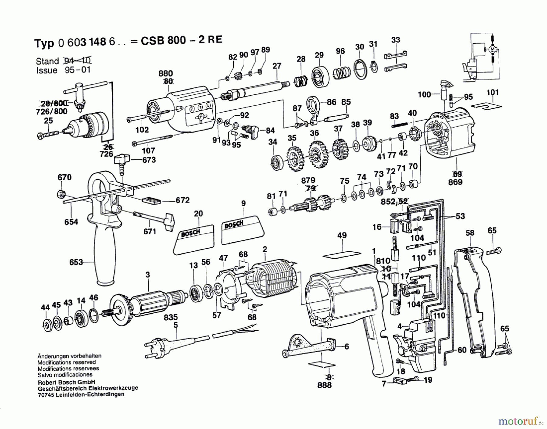  Bosch Werkzeug Schlagbohrmaschine CSB 800-2 RE Seite 1