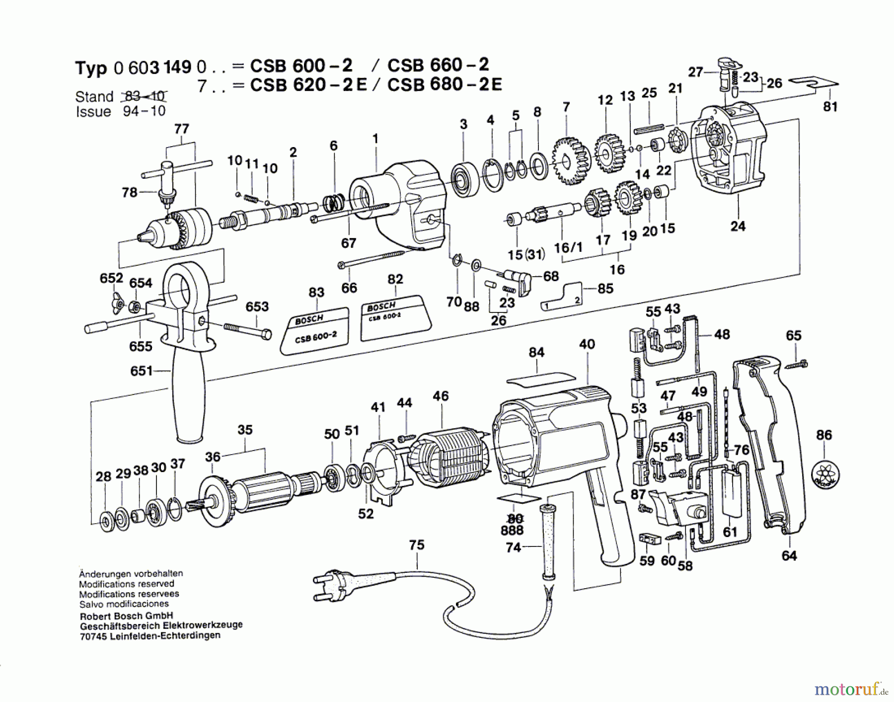  Bosch Werkzeug Schlagbohrmaschine CSB 660-2 Seite 1