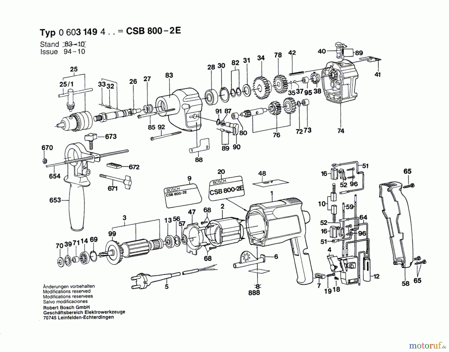  Bosch Werkzeug Schlagbohrmaschine CSB 800-2 E Seite 1