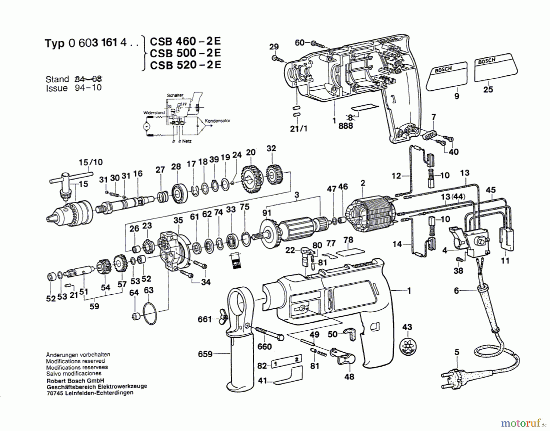  Bosch Werkzeug Schlagbohrmaschine CSB 520-2E Seite 1