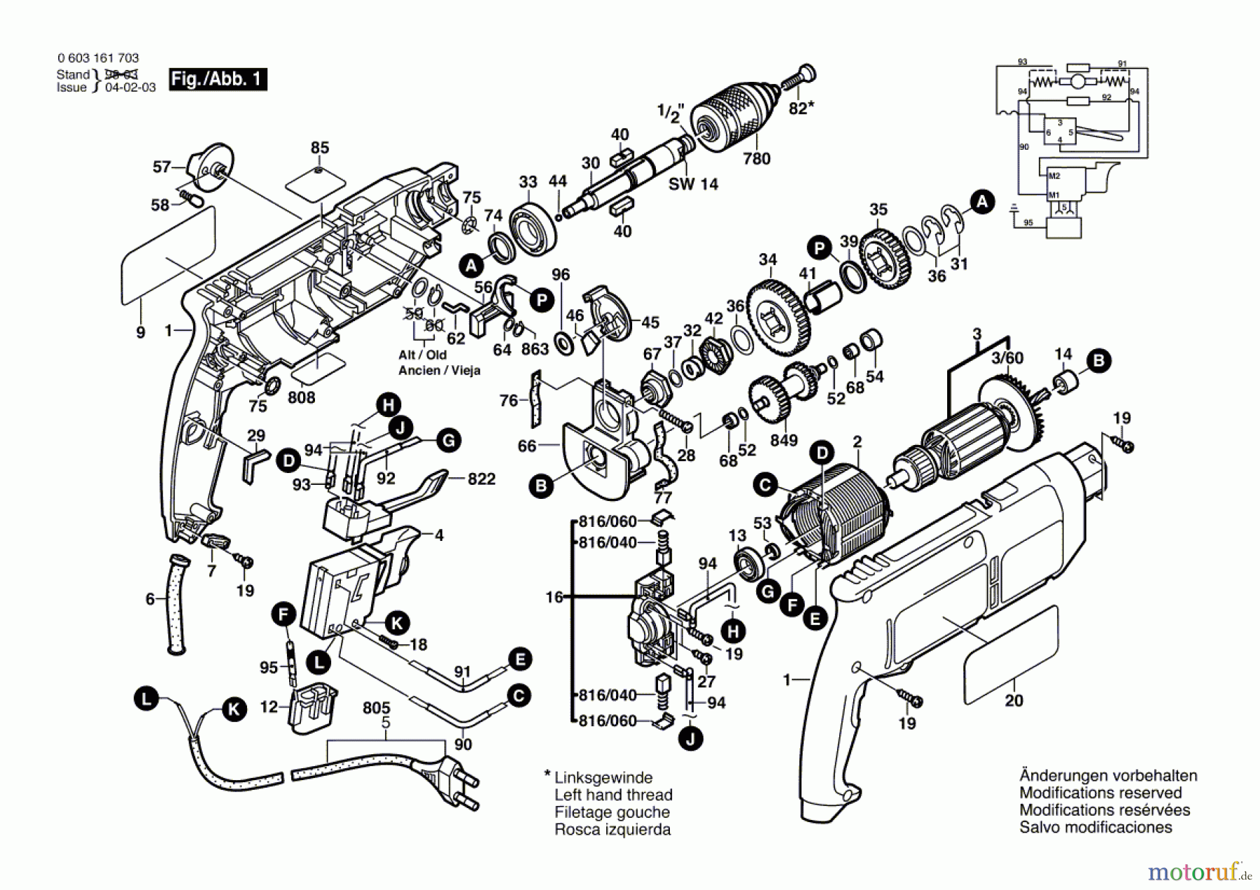  Bosch Werkzeug Schlagbohrmaschine PSB 680-2 RE Seite 1