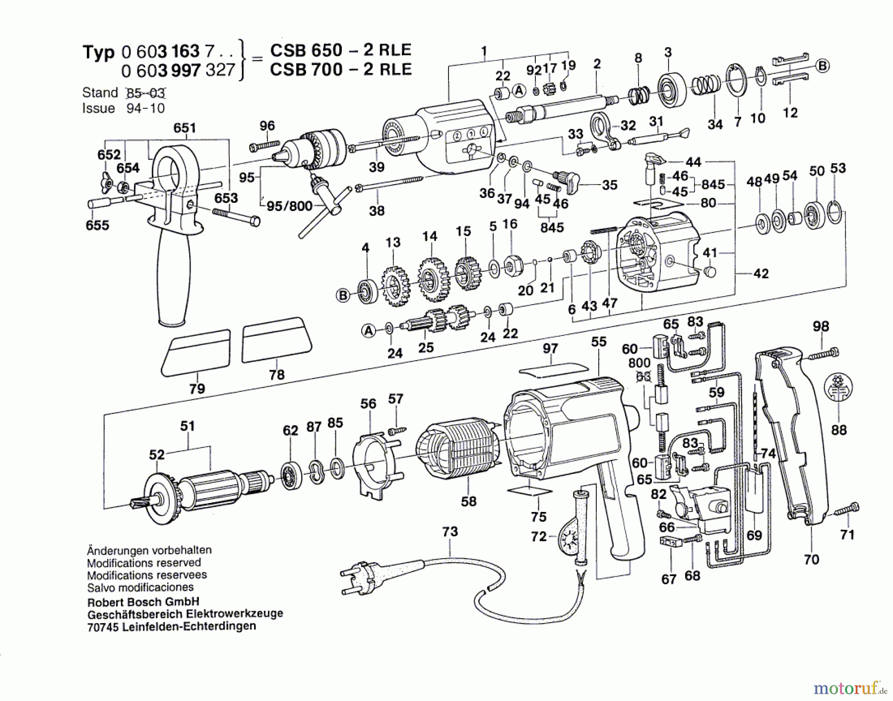  Bosch Werkzeug Schlagbohrmaschine CSB 650-2 RLE Seite 1