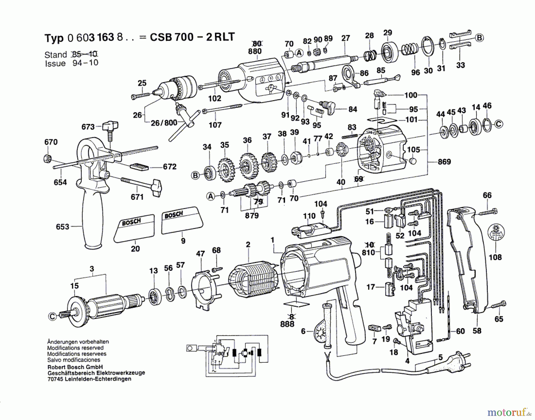  Bosch Werkzeug Schlagbohrmaschine CSB 700-2 RLT Seite 1