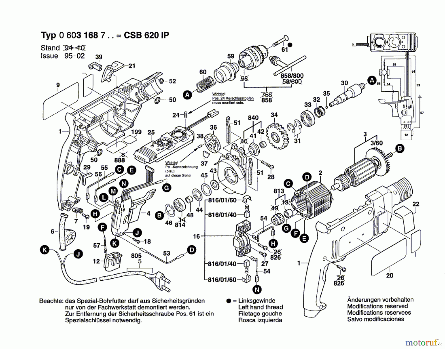  Bosch Werkzeug Schlagbohrmaschine CSB 620 IP Seite 1