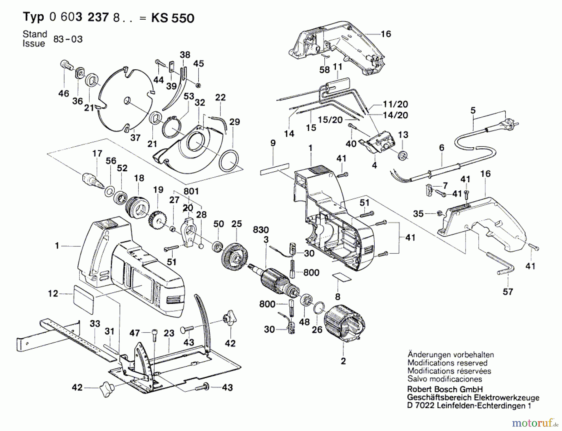  Bosch Werkzeug Handkreissäge KS 550 Seite 1