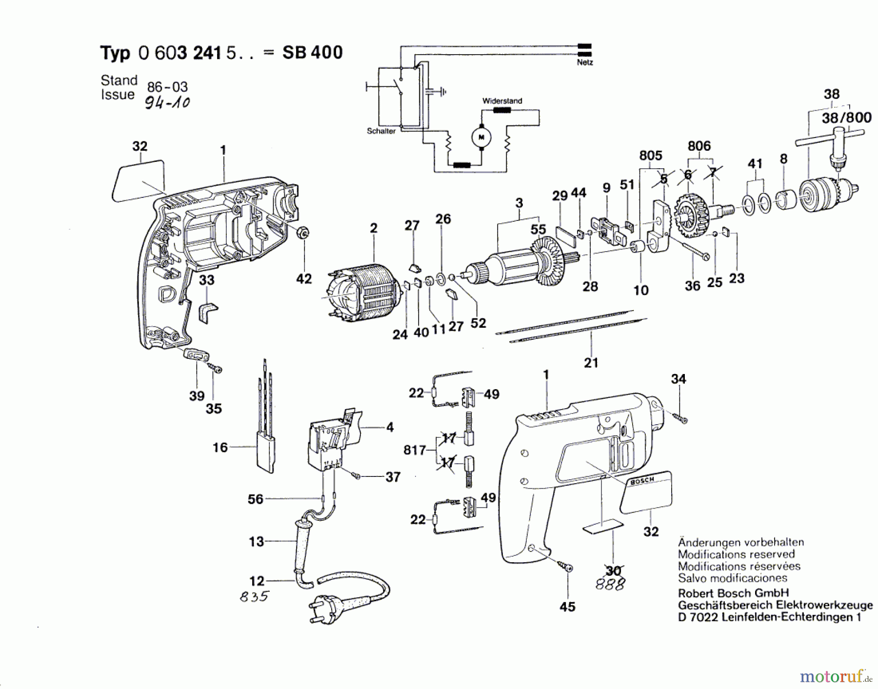  Bosch Werkzeug Schlagbohrmaschine SB 400 Seite 1