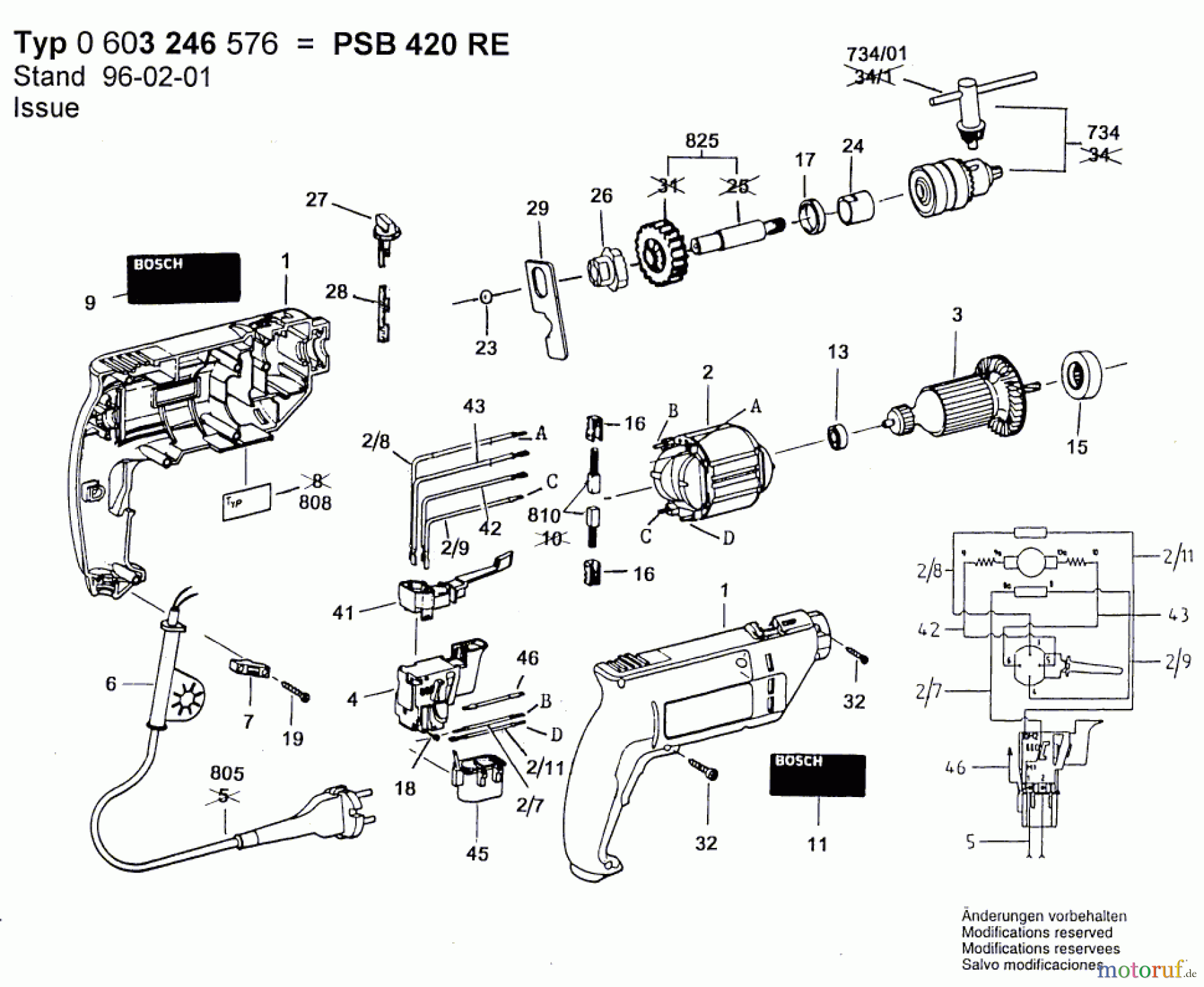  Bosch Werkzeug Schlagbohrmaschine PSB 420 RE Seite 1