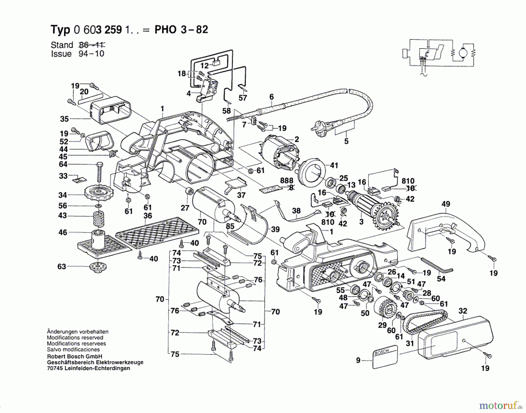  Bosch Werkzeug Handhobel PHO 3-82 Seite 1