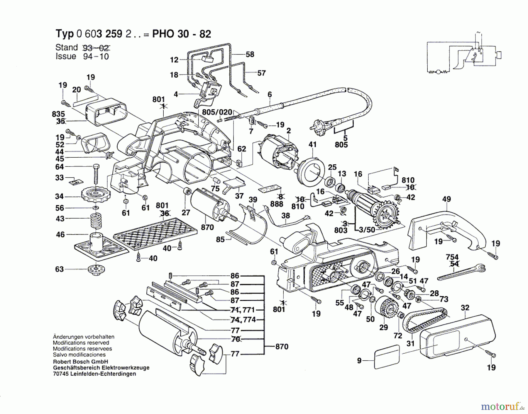  Bosch Werkzeug Hw-Handhobel PHO 30-82 Seite 1