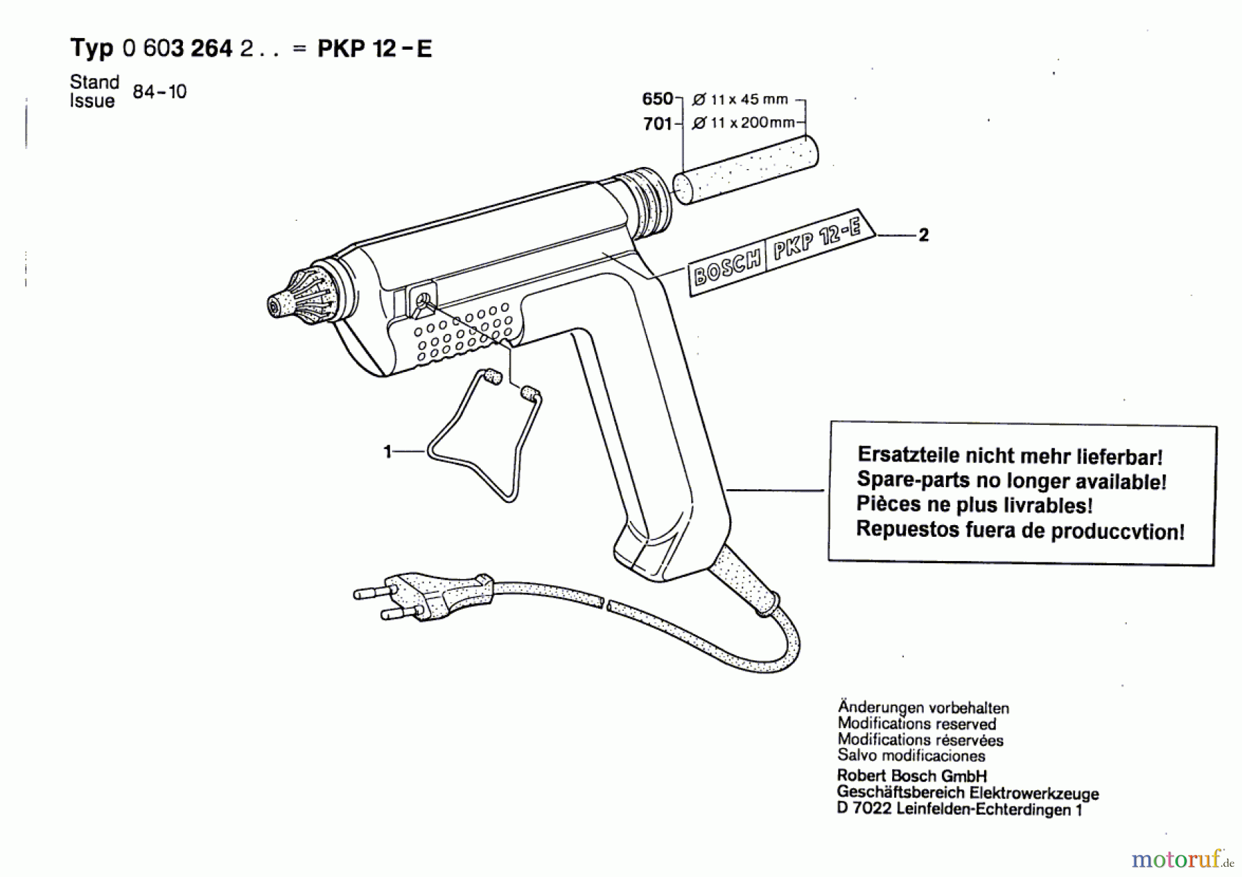  Bosch Werkzeug Klebepistole PKP 12 E Seite 1