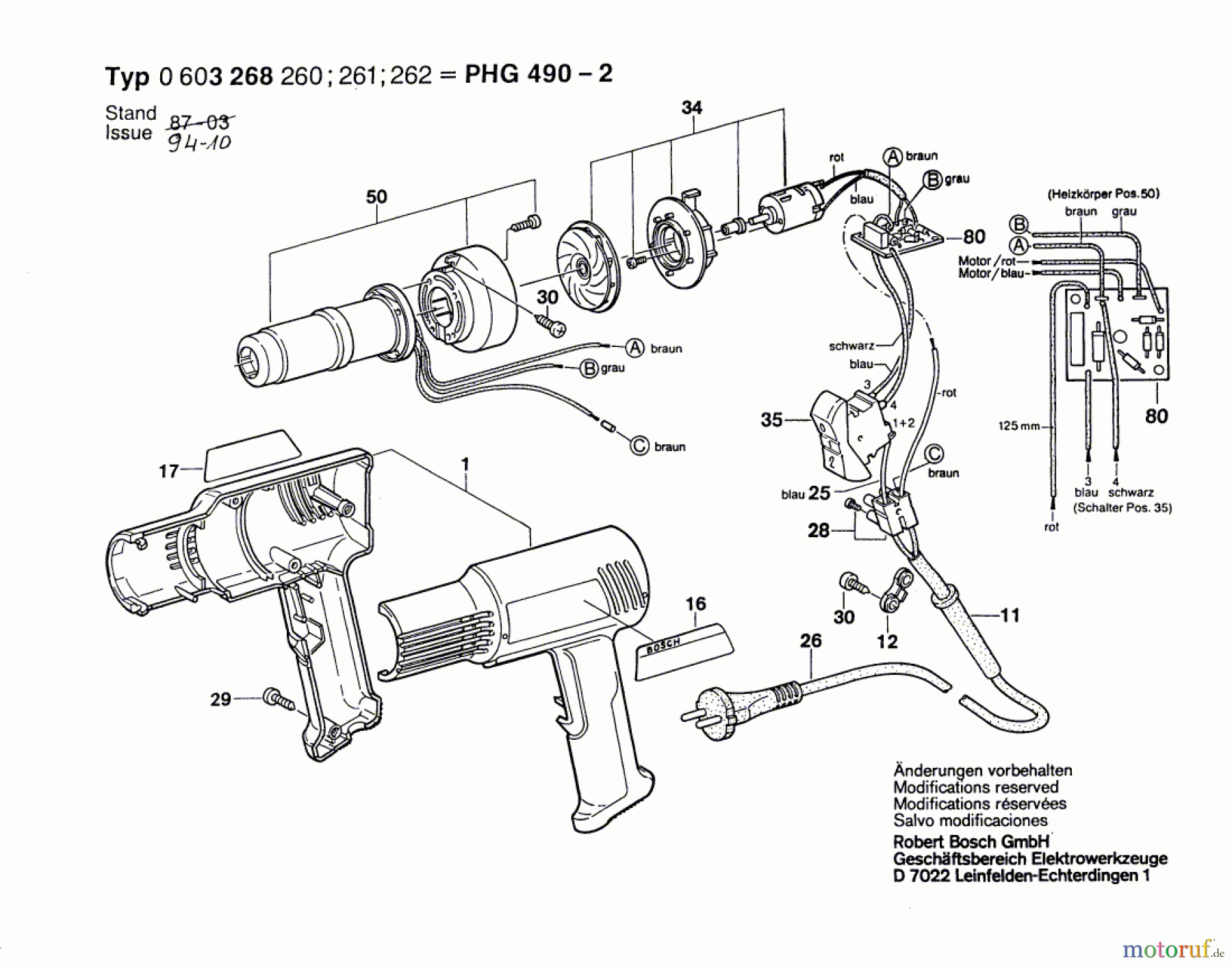  Bosch Werkzeug Heissluftgebläse PHG 490-2 Seite 1