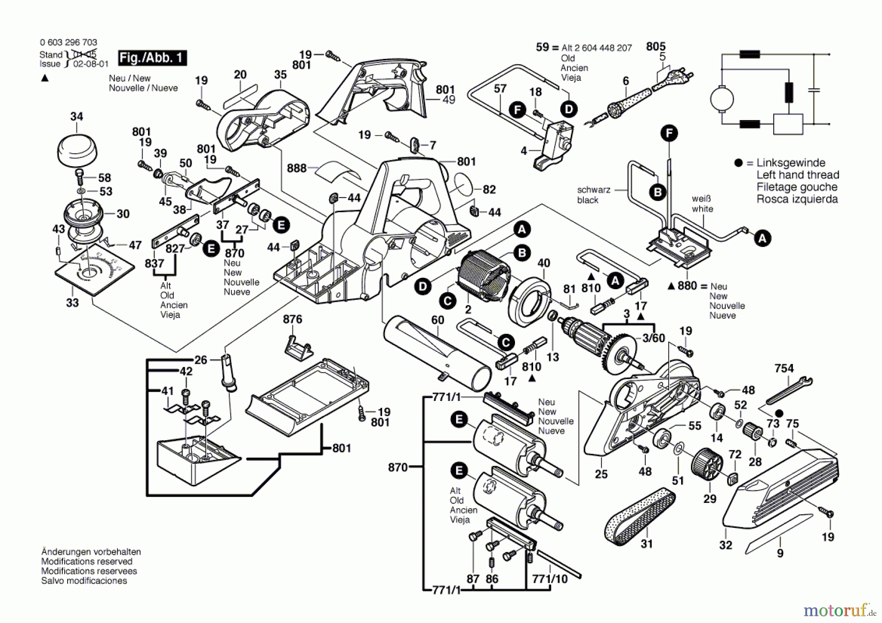  Bosch Werkzeug Handhobel PHO 35-82 C Seite 1