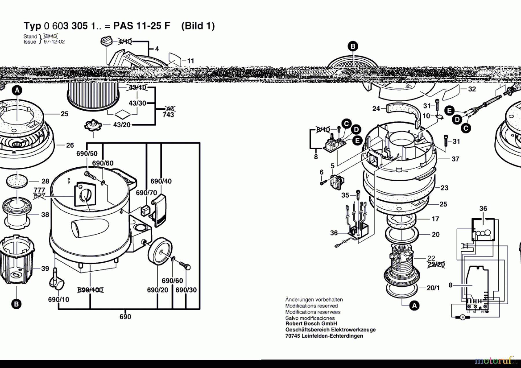  Bosch Werkzeug Allzwecksauger PAS 10-25 F Seite 1