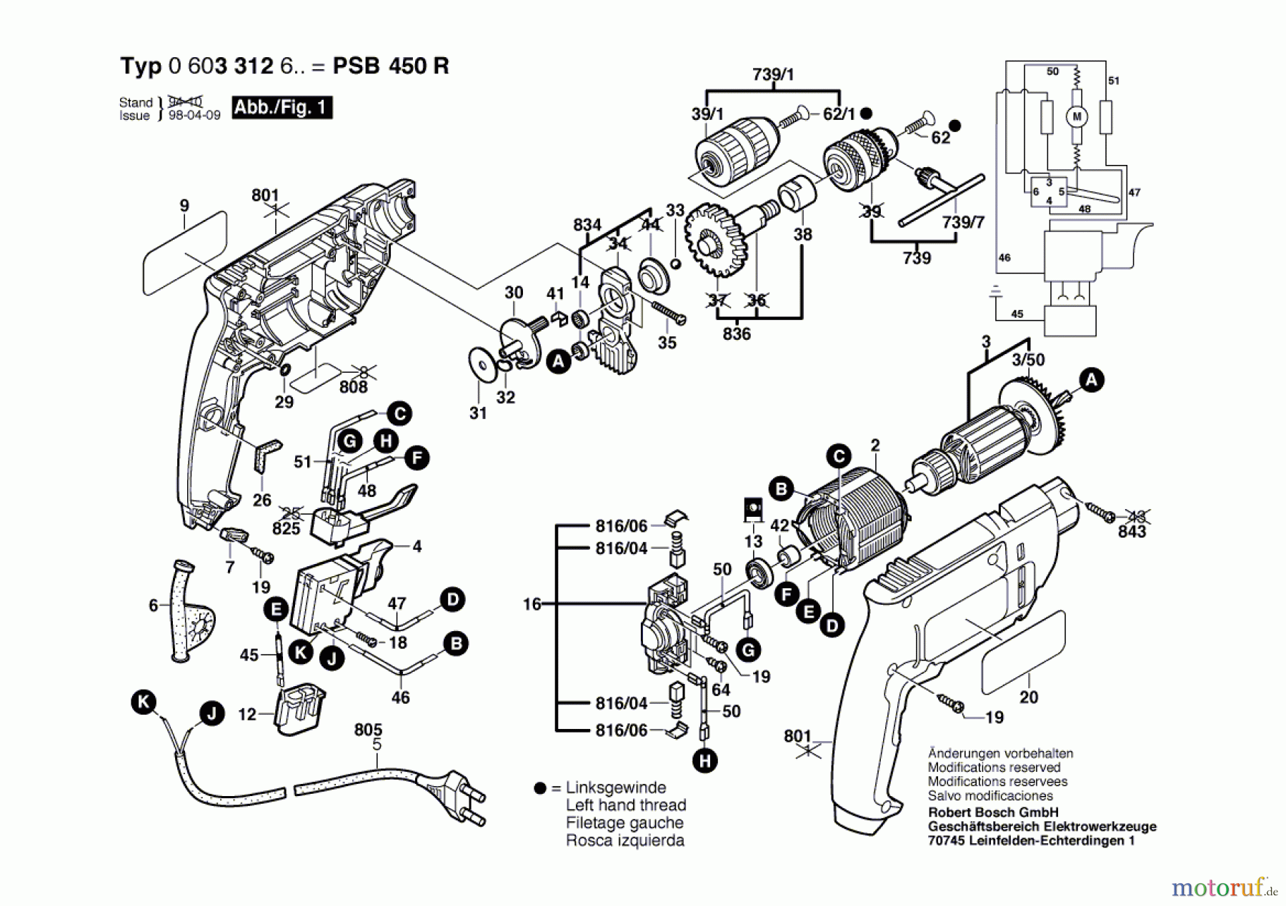  Bosch Werkzeug Schlagbohrmaschine PSB 450 R Seite 1