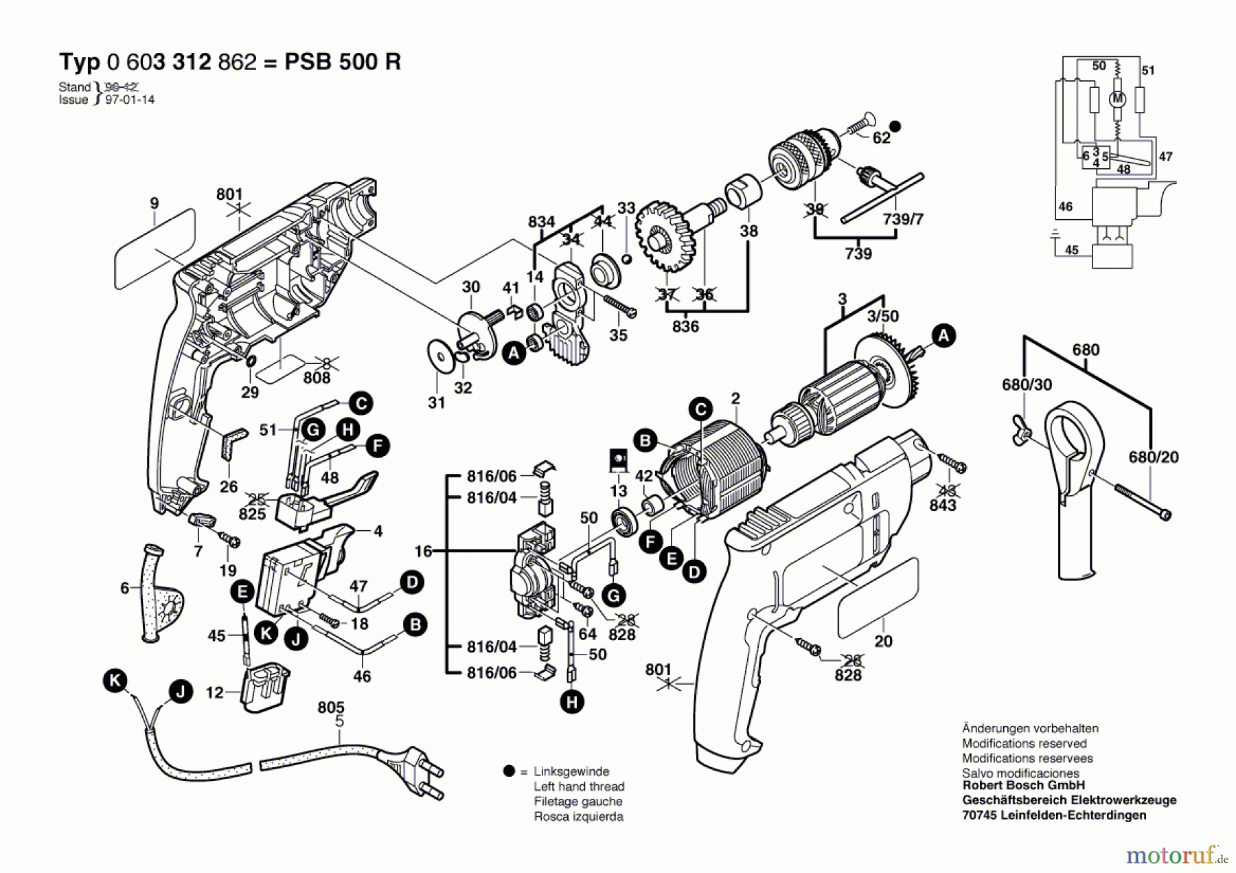  Bosch Werkzeug Schlagbohrmaschine PSB 500 R Seite 1