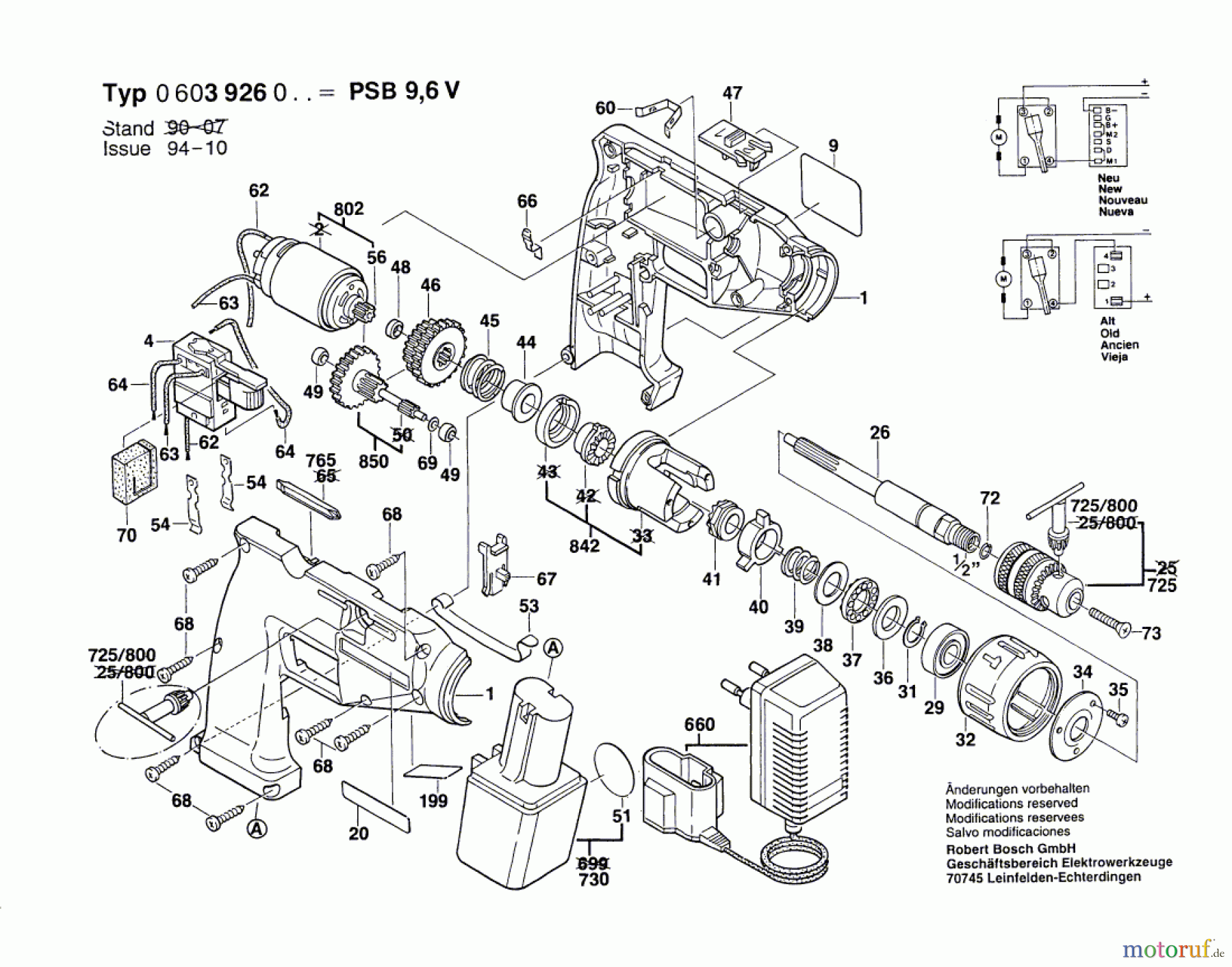  Bosch Akku Werkzeug Hw-Akkuschlagbohrmaschine PSB 9,6 V Seite 1