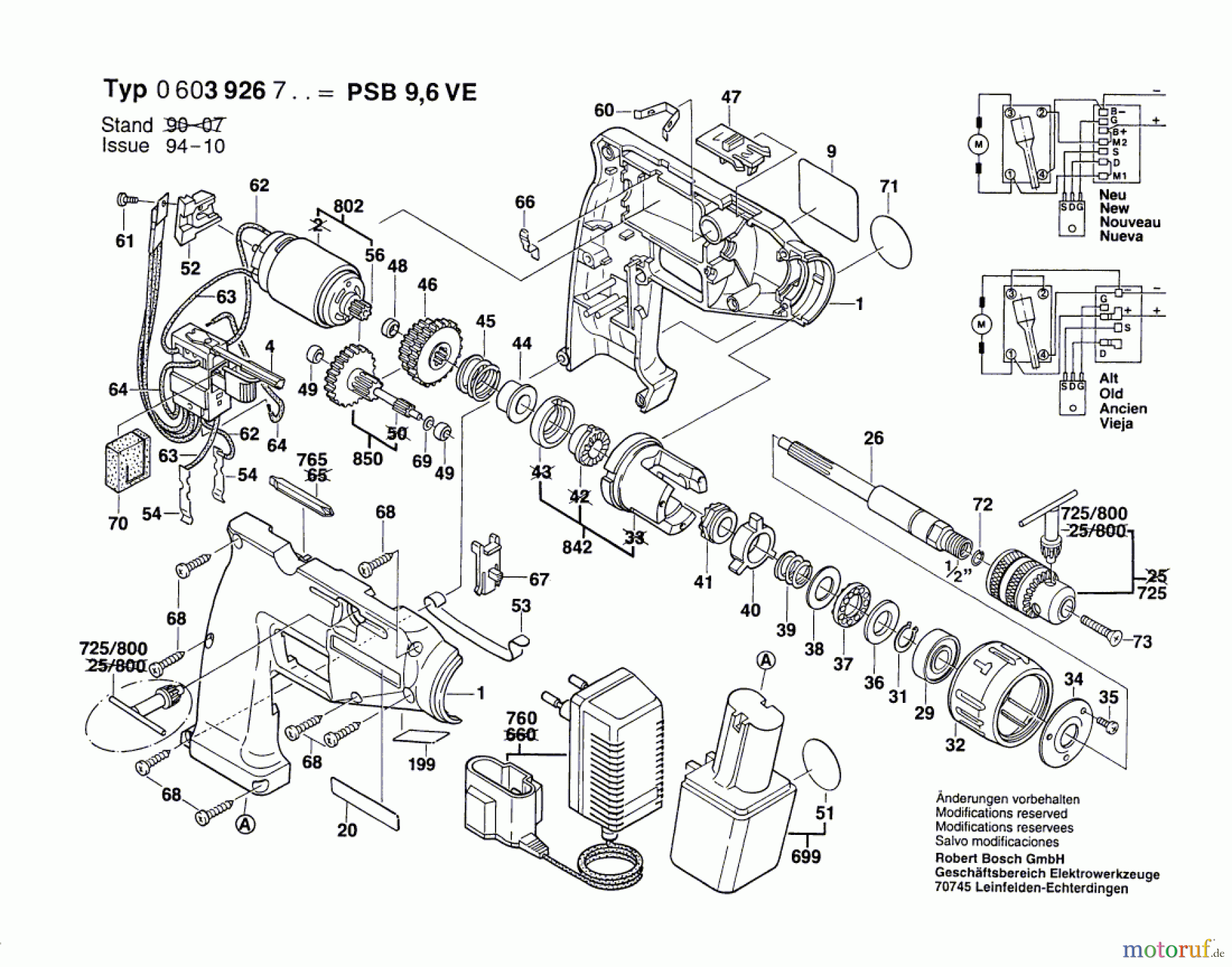  Bosch Akku Werkzeug Hw-Akkuschlagbohrmaschine PSB 9,6 VE Seite 1