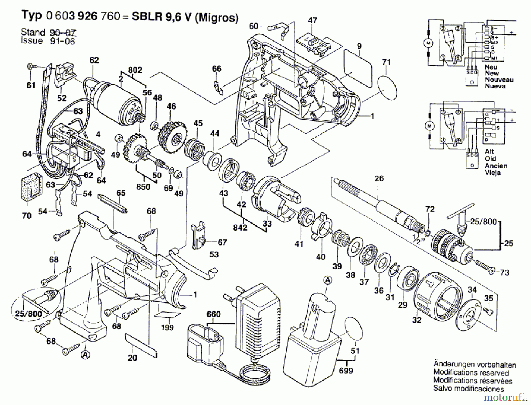  Bosch Akku Werkzeug Hw-Akkuschlagbohrmaschine SBLR 9,6 V Seite 1