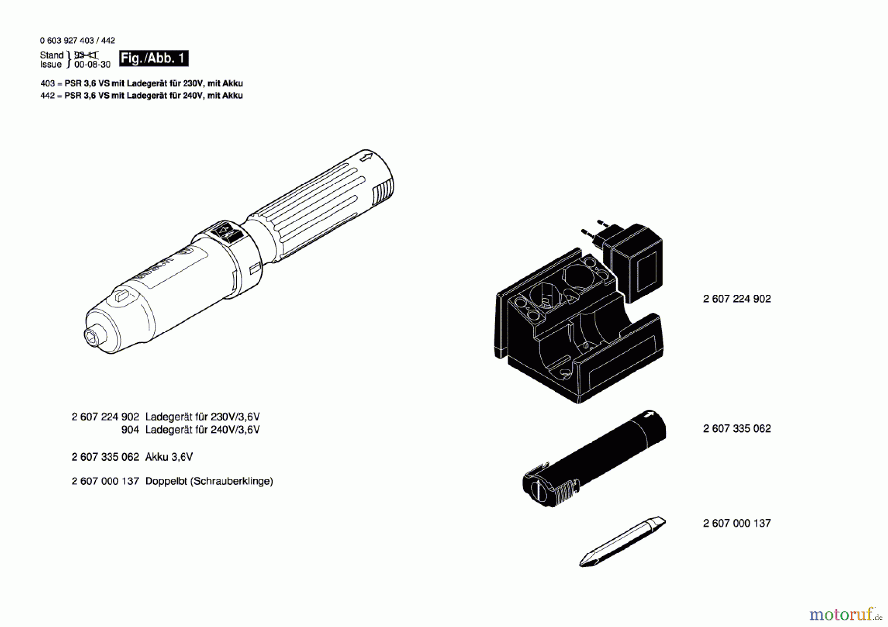  Bosch Akku Werkzeug Akku-Schrauber PSR 3,6 VS Seite 1