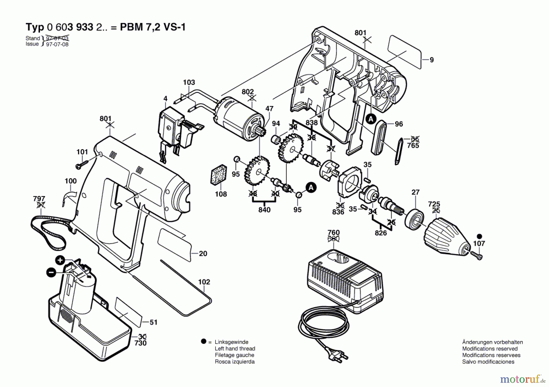  Bosch Akku Werkzeug Akku-Bohrmaschine PBM 7,2 VS-1 Seite 1