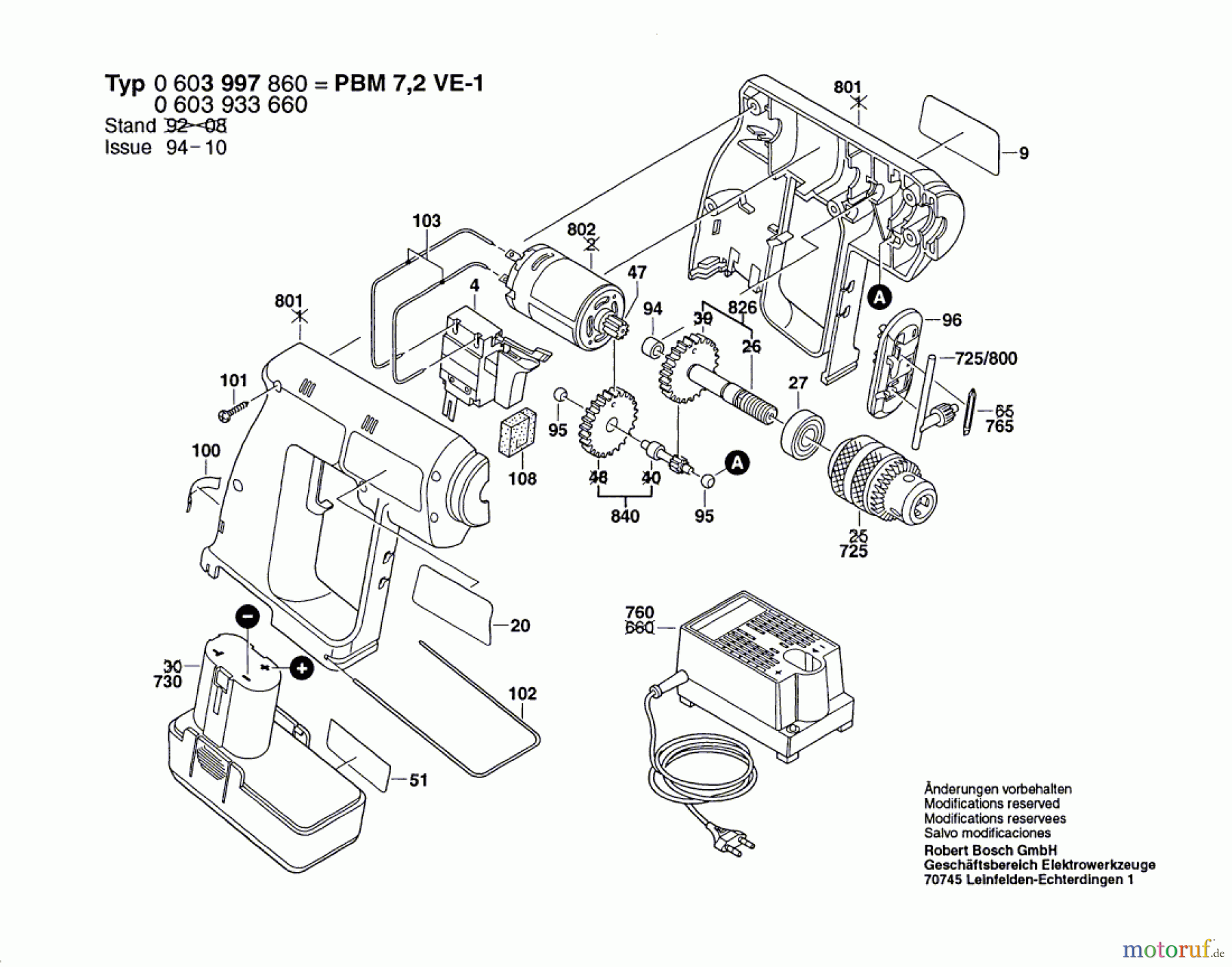  Bosch Akku Werkzeug Akku-Bohrmaschine PBM 7,2 VE-1 Seite 1