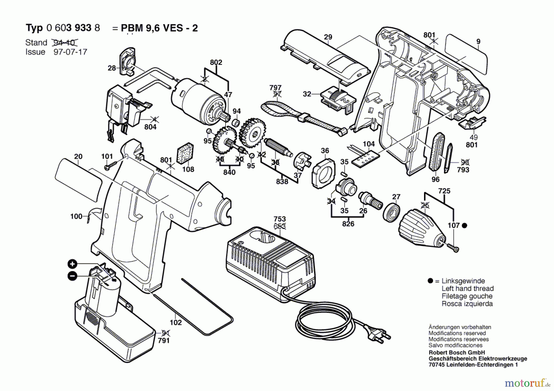  Bosch Akku Werkzeug Akku-Bohrmaschine PBM 9,6 VES-2 Seite 1