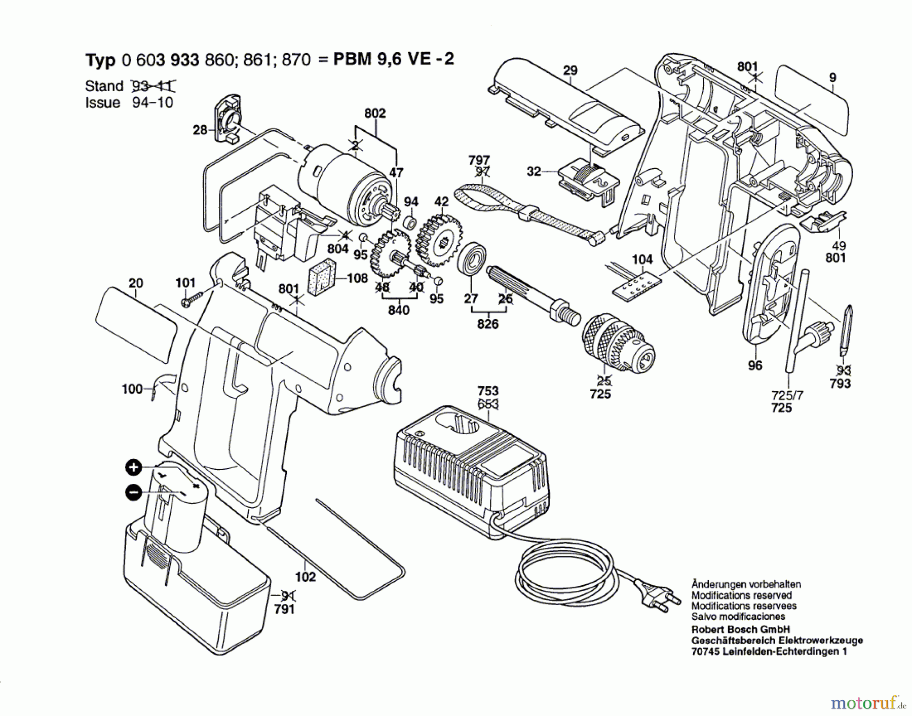  Bosch Akku Werkzeug Hw-Akku-Bohrmaschine PBM 9,6 VE-2 Seite 1
