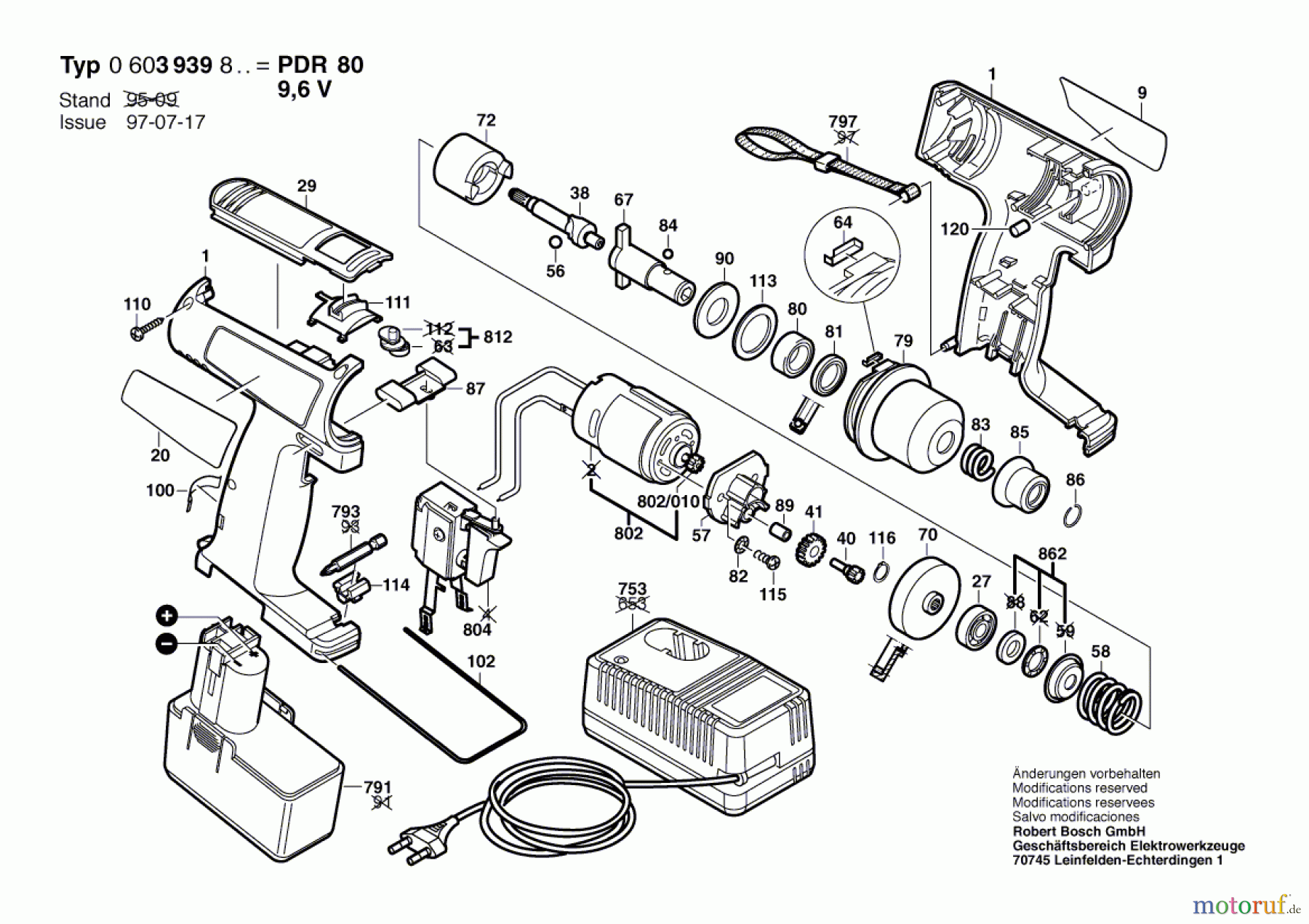  Bosch Akku Werkzeug Hw-Akku-Drehschlagschr PDR 9,6 VE Seite 1