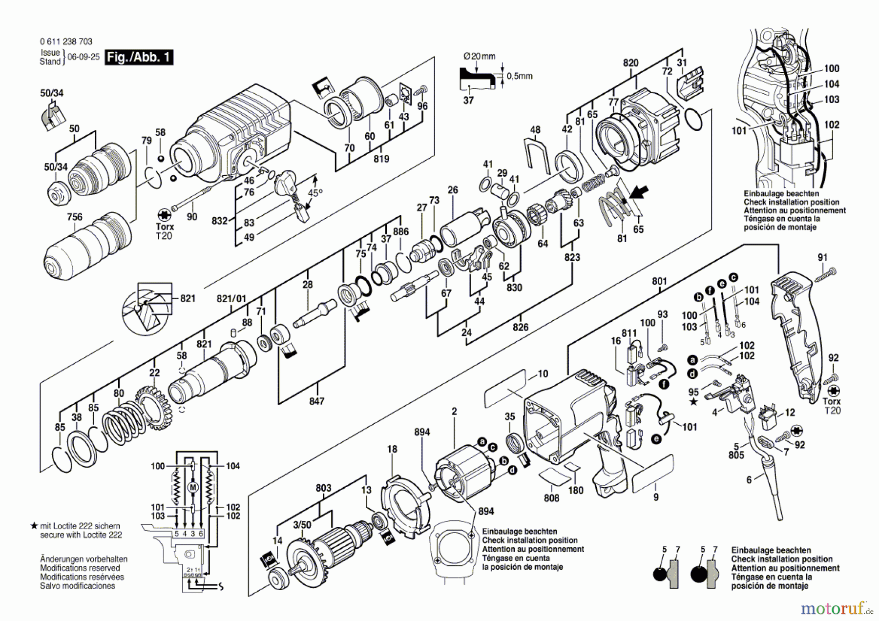 Bosch Bohrhammer GBH 2-24 DFR Ersatzteile 1 617 200 077 Schalter