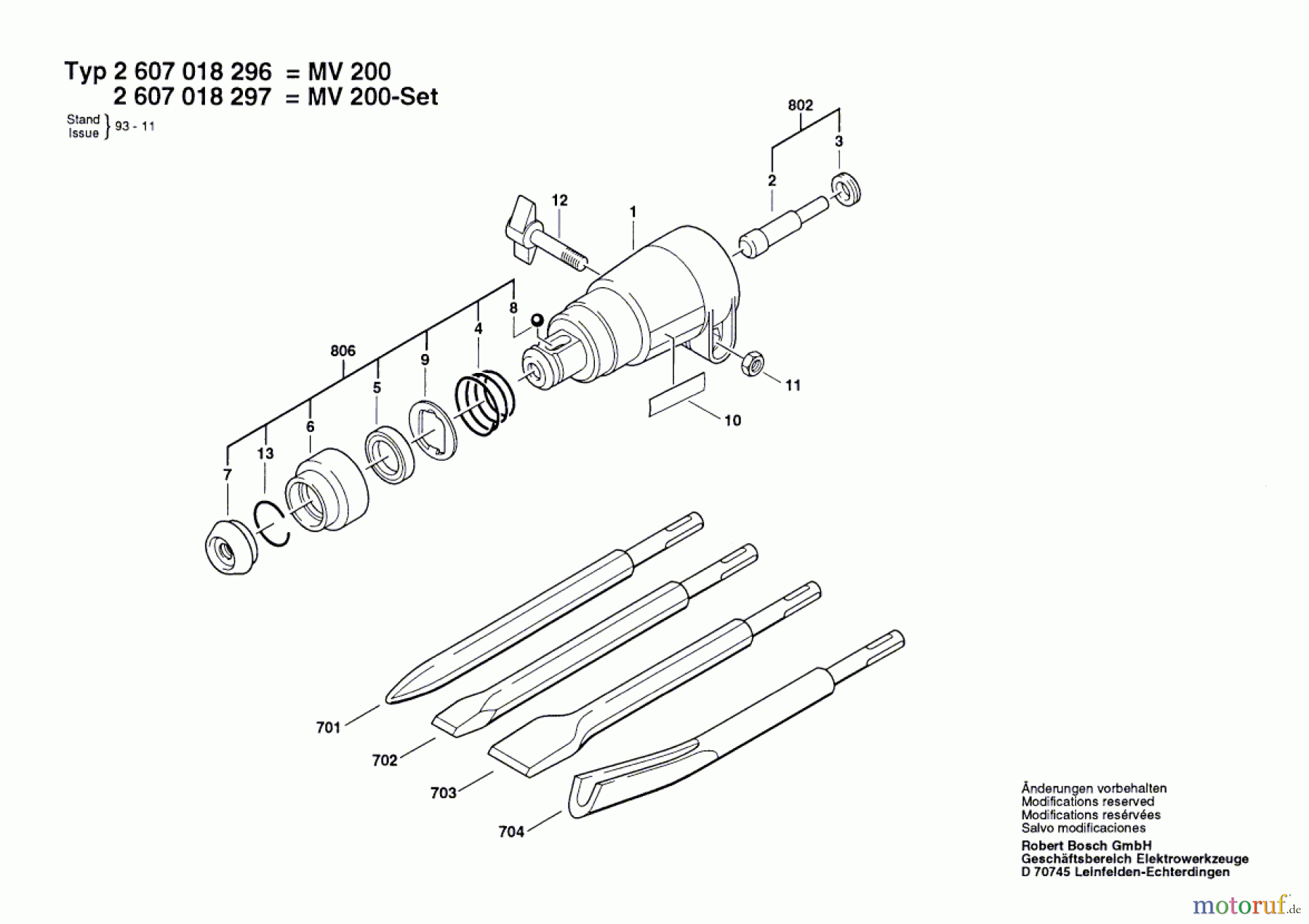  Bosch Werkzeug Meisselset MV 200 Seite 1