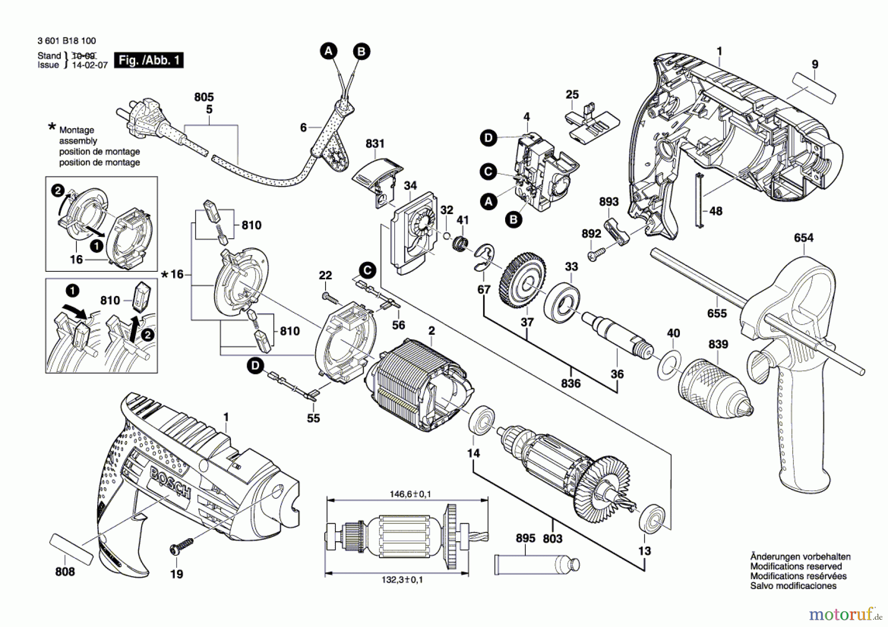  Bosch Werkzeug Schlagbohrmaschine GSB 1600 RE Seite 1