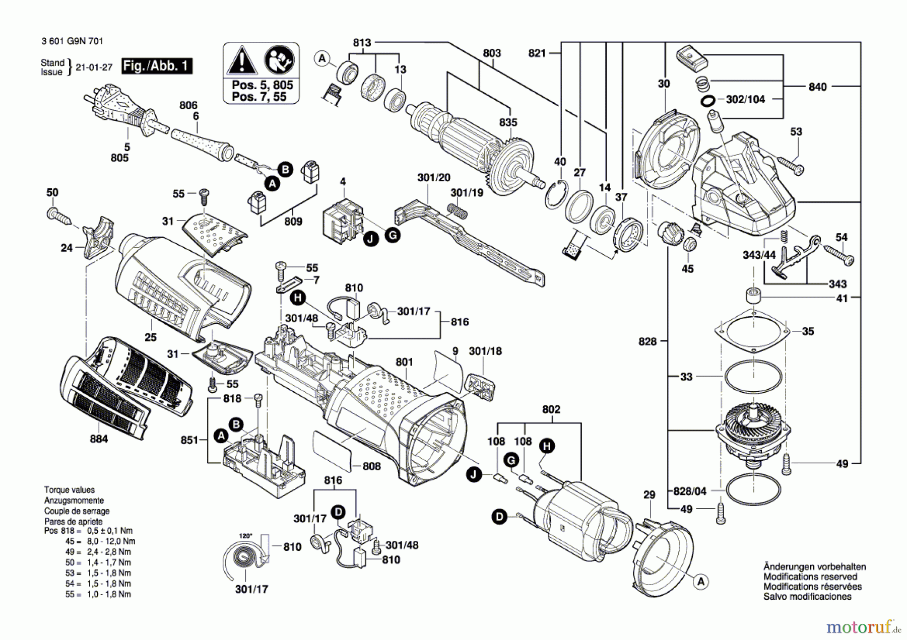  Bosch Werkzeug Winkelschleifer GWS19 CI 125mm (3M) Seite 1