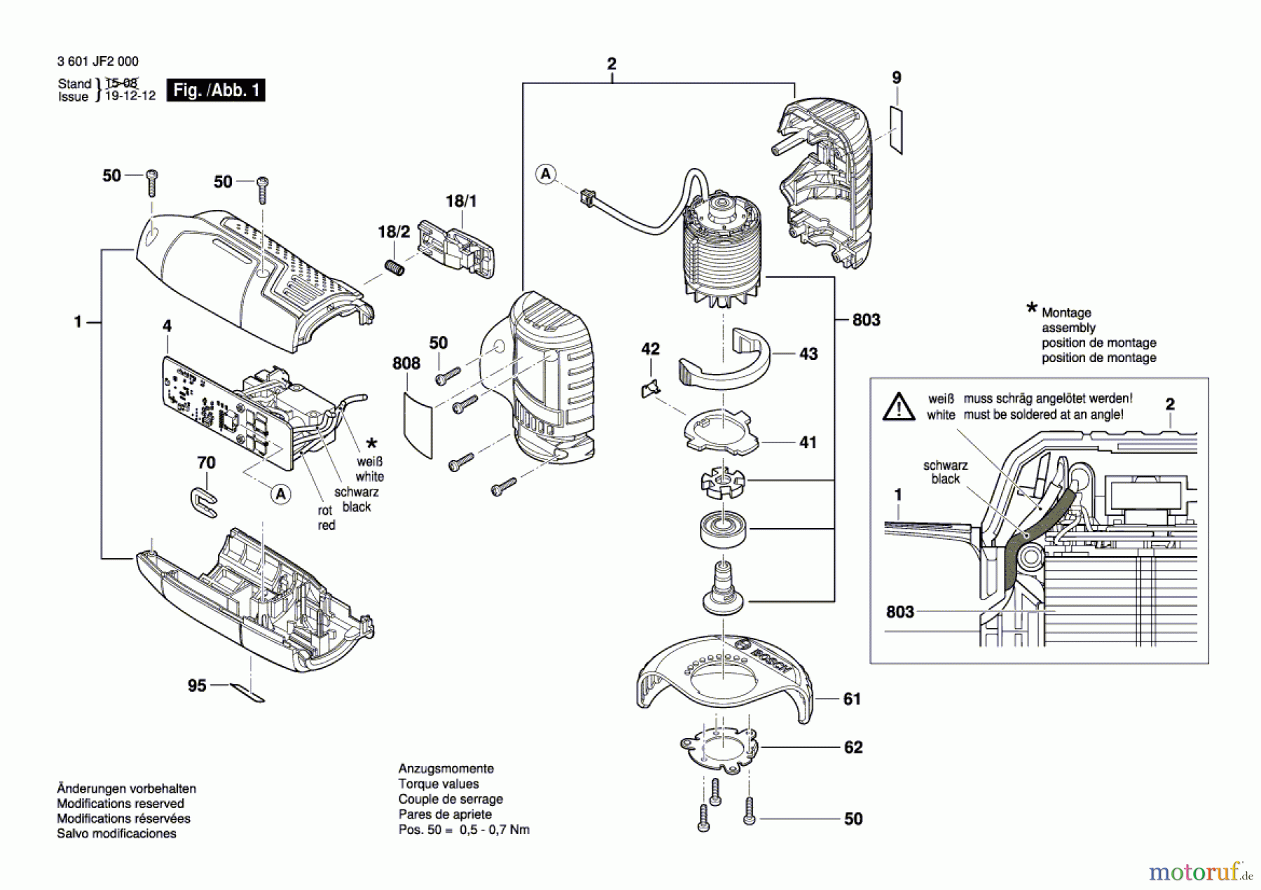  Bosch Akku Werkzeug Akku-Winkelschleifer GWS 12-76 Seite 1