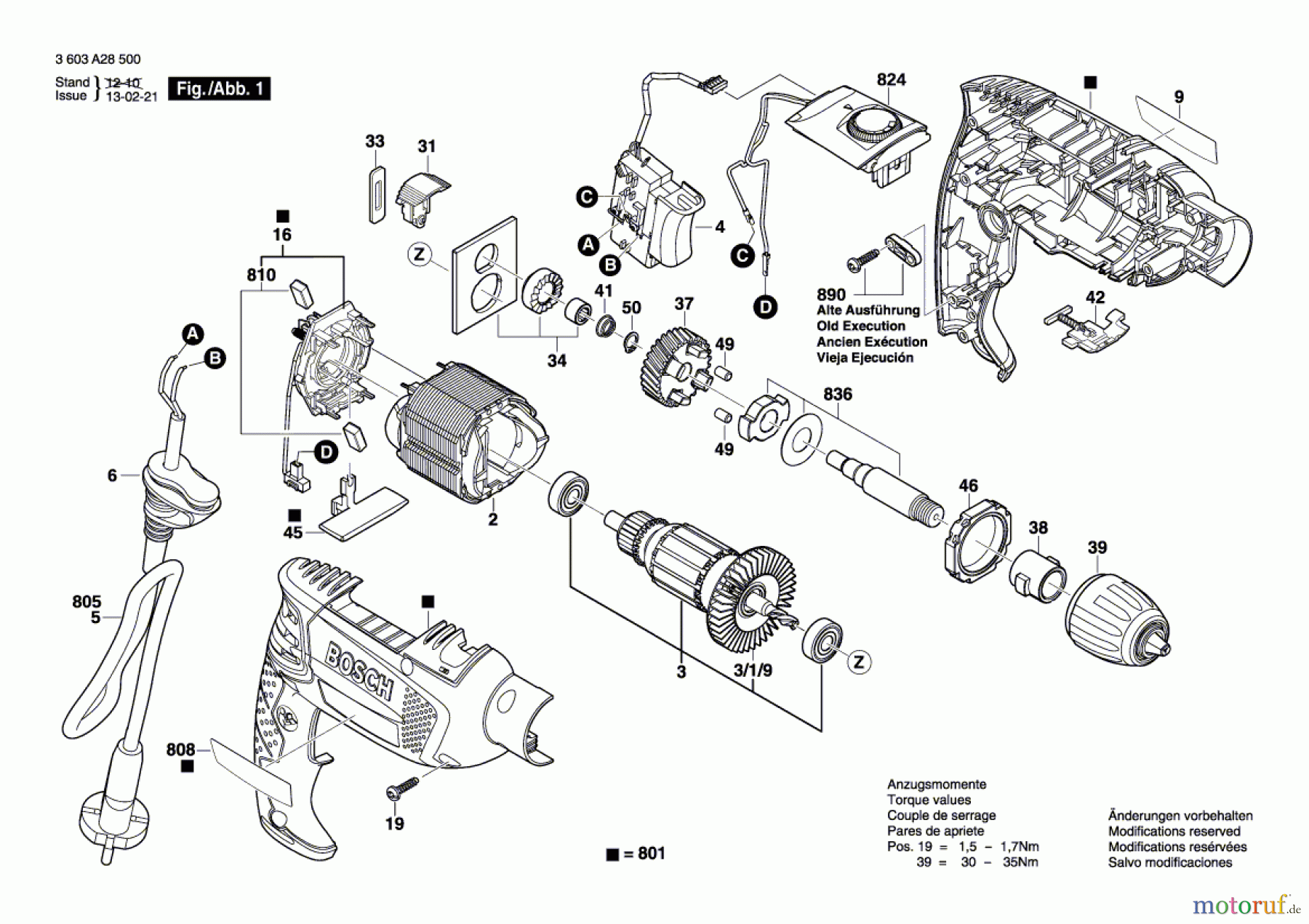  Bosch Werkzeug Schlagbohrmaschine PSB 750 RCE Seite 1