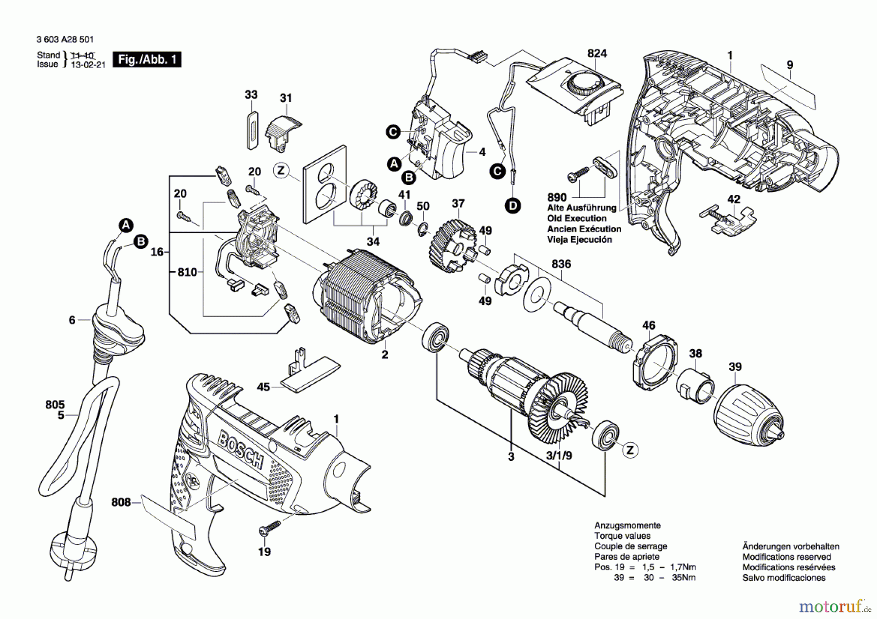  Bosch Werkzeug Schlagbohrmaschine PSB 8000 RCE Seite 1