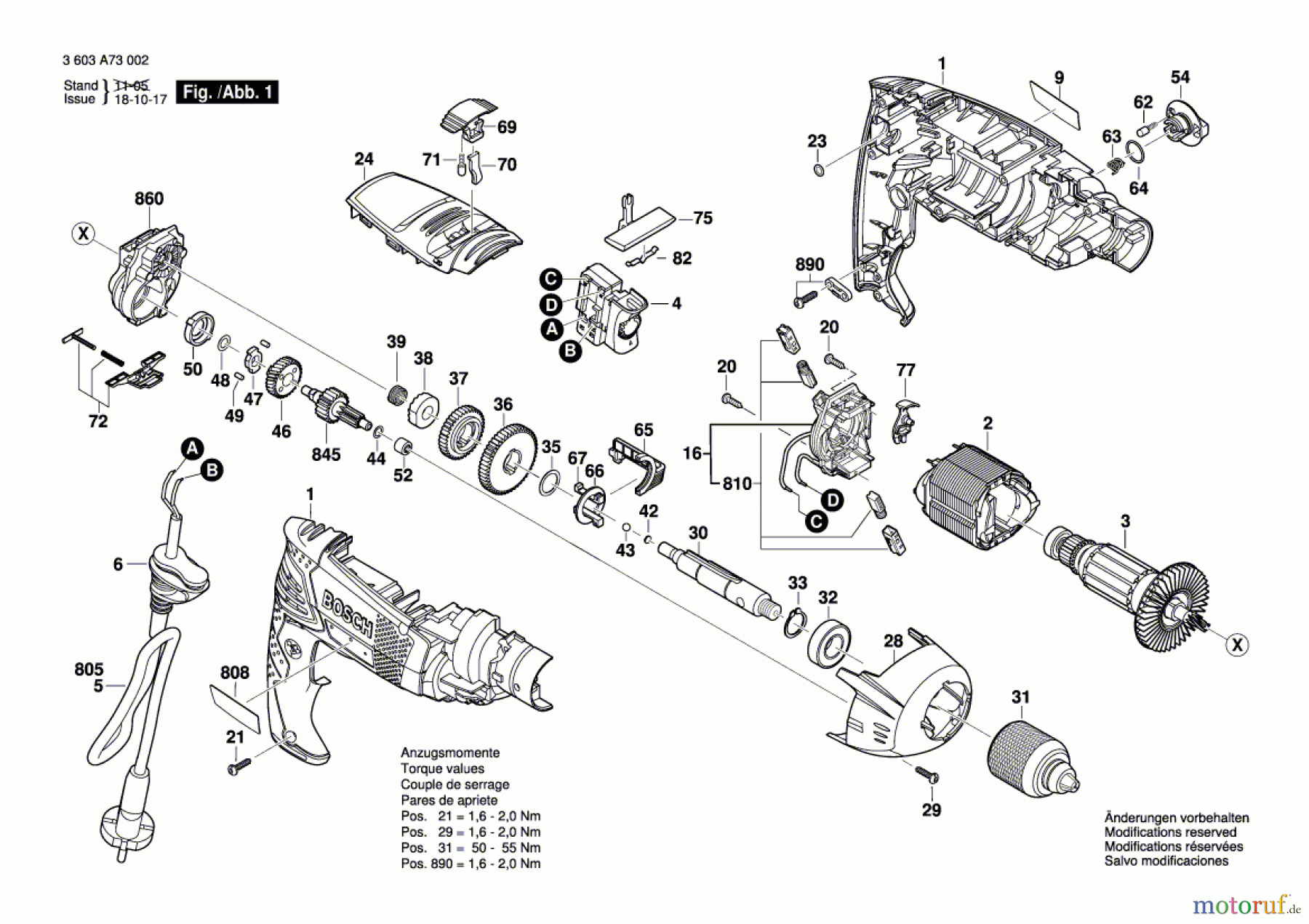  Bosch Werkzeug Schlagbohrmaschine PSB 850-2 RE Seite 1