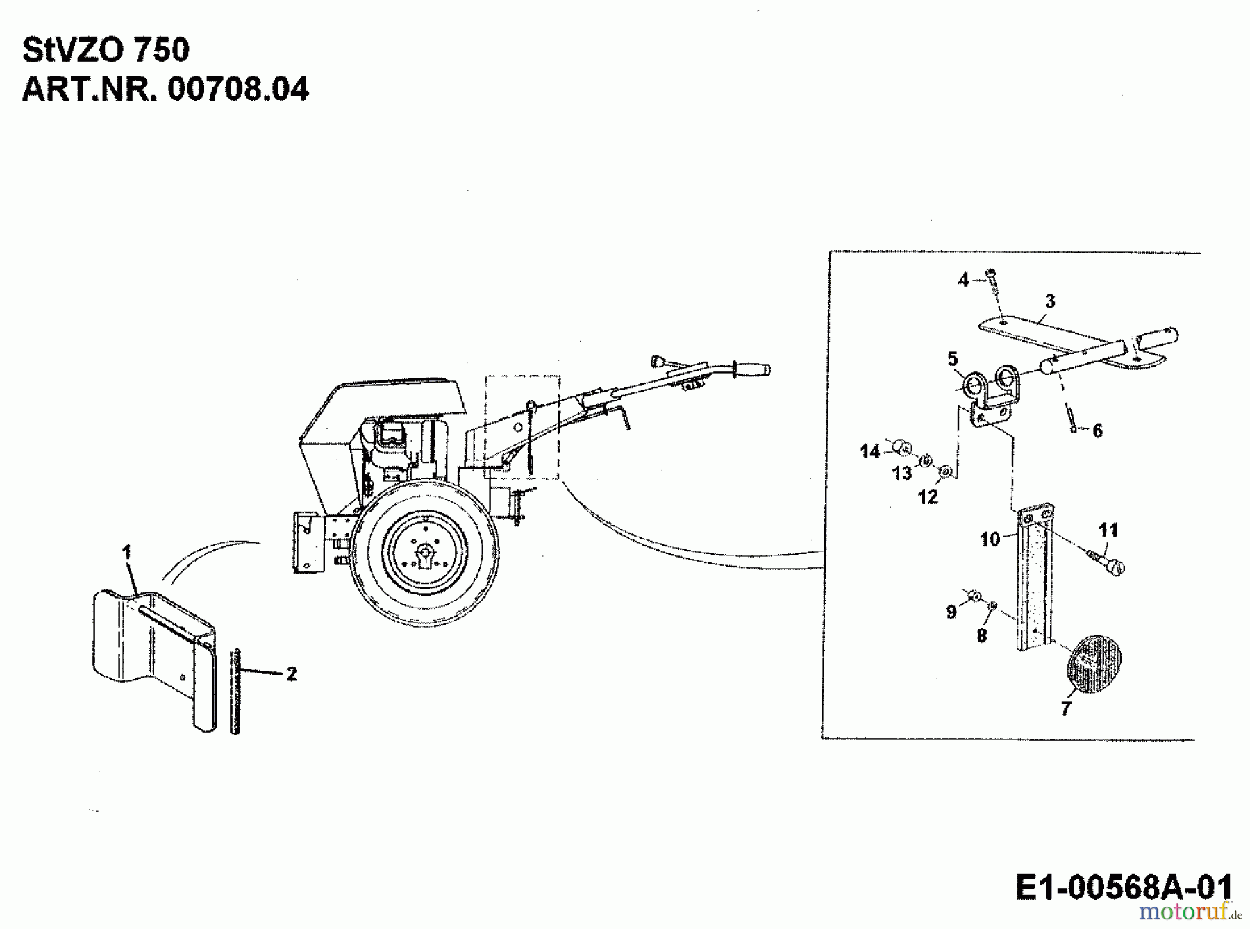 MTD Zubehör Zubehör Einachser STVZO-Bausatz STVZO 750 für 750 00708.04 (1993) Grundgerät