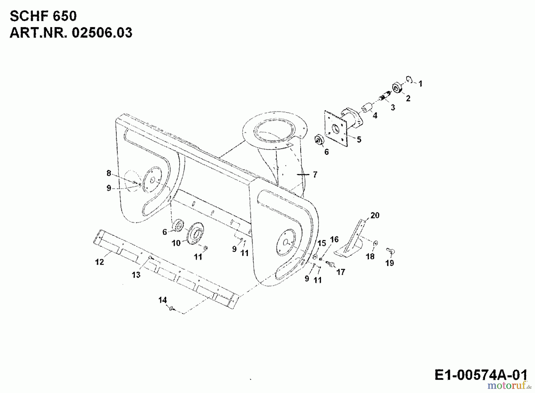 MTD Zubehör Zubehör Einachser Schneefräse SCHF 650 für 550-750 02506.03 (1995) Fräsgehäuse