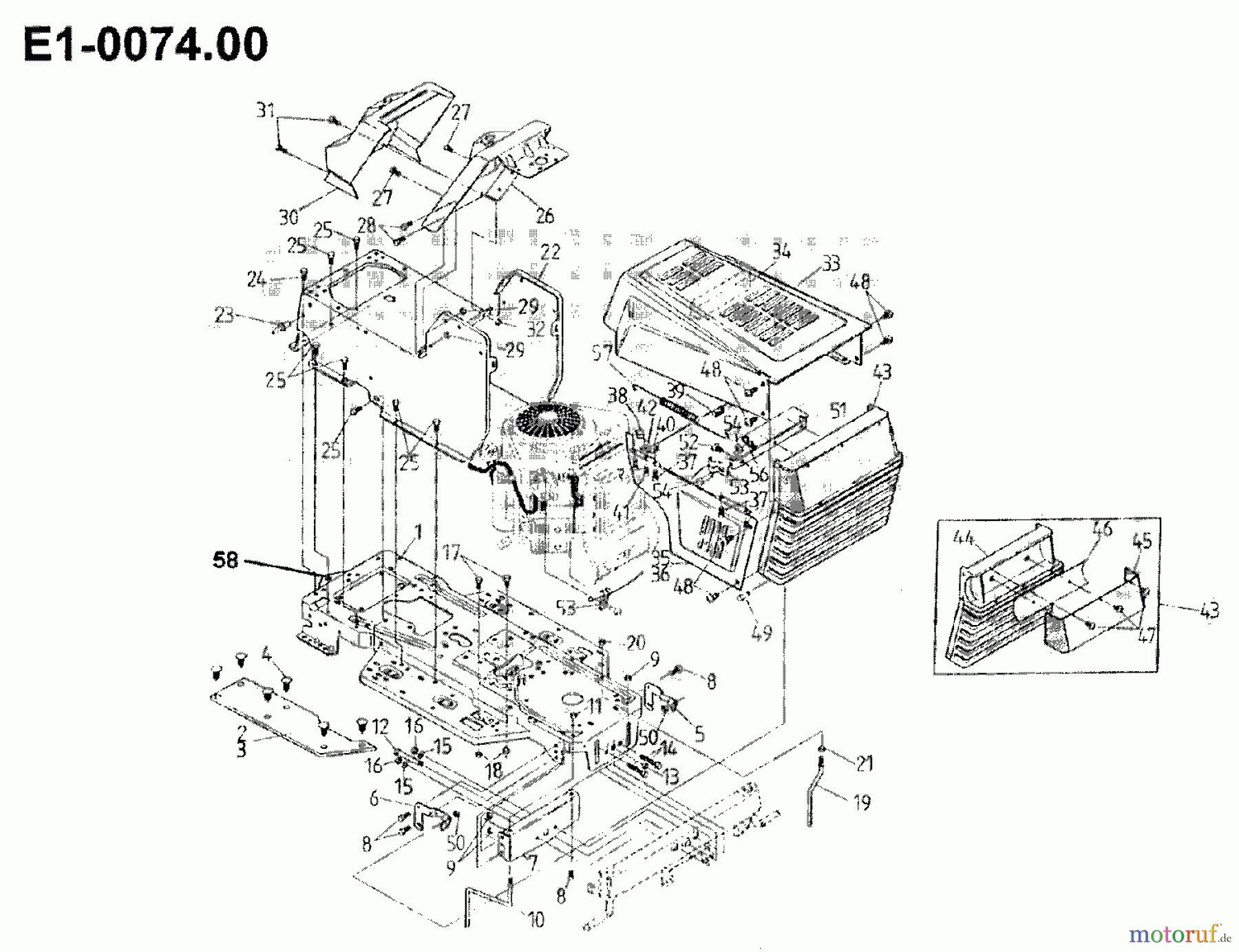  Gutbrod Rasentraktoren 1114 AWS 00097.01  (1992) Armaturenbrett, Motorhaube, Sitzwanne