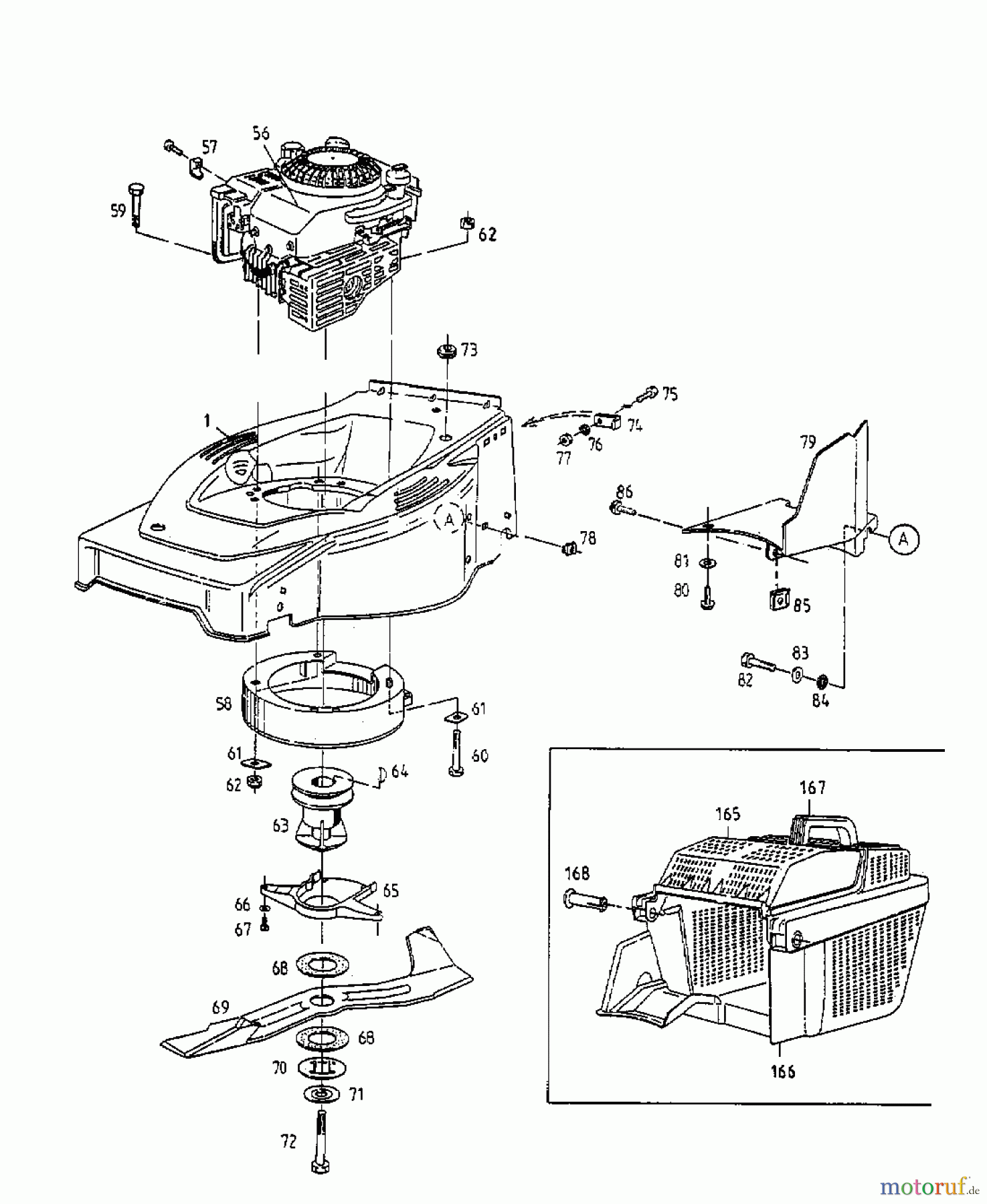  Gutbrod Motormäher mit Antrieb HB 42 RL 12A-L56Z604  (1998) Grasfangkorb, Messer, Motor