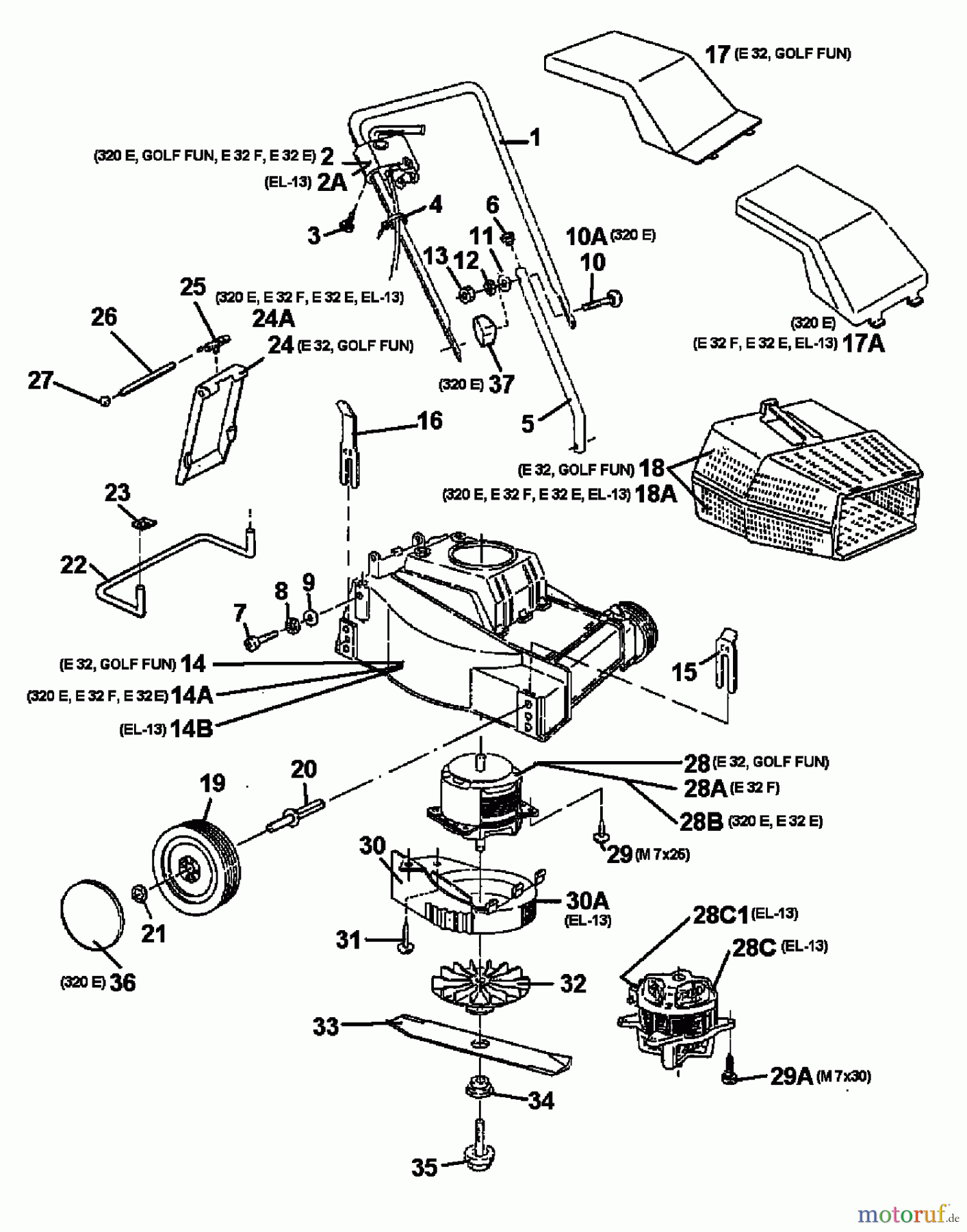  MTD Elektromäher E 32 F 18A-A0B-678  (1998) Grundgerät