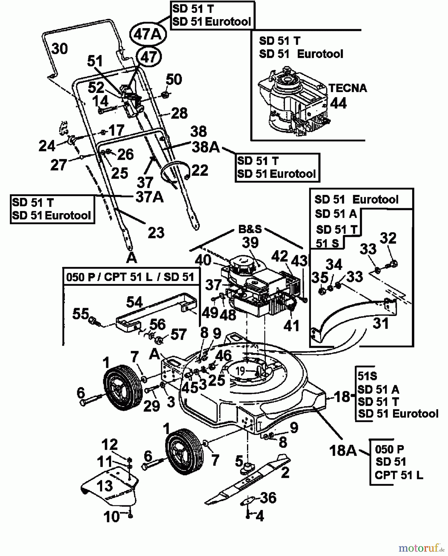  MTD Motormäher SD 51 A 11A-050A602  (1998) Grundgerät