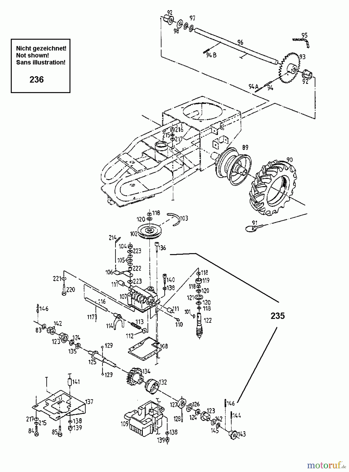 Gutbrod Balkenmäher BM 710 07515.04  (1998) Getriebe, Räder