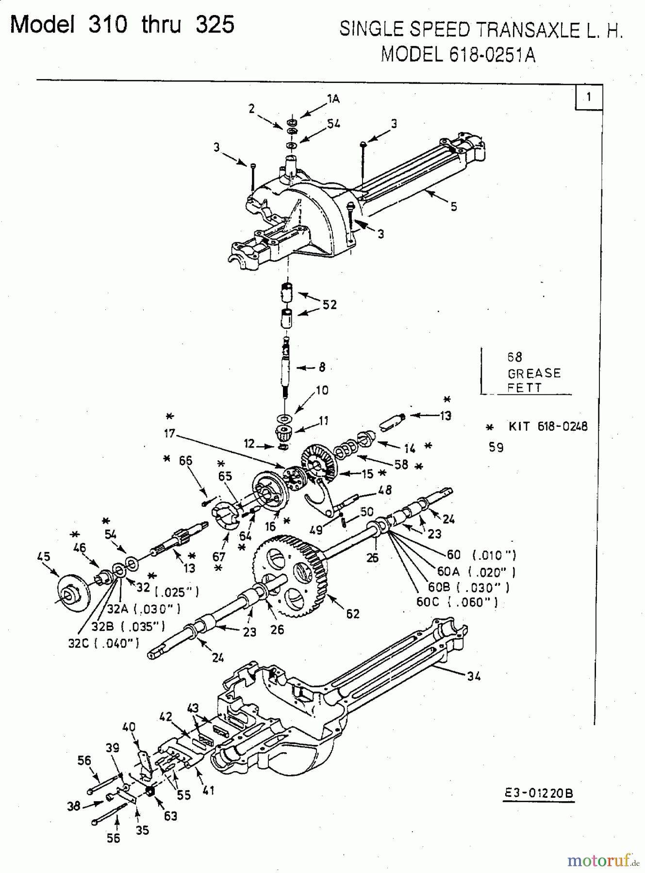  MTD Rasentraktoren Sprinto 13A-312-678  (2001) Getriebe