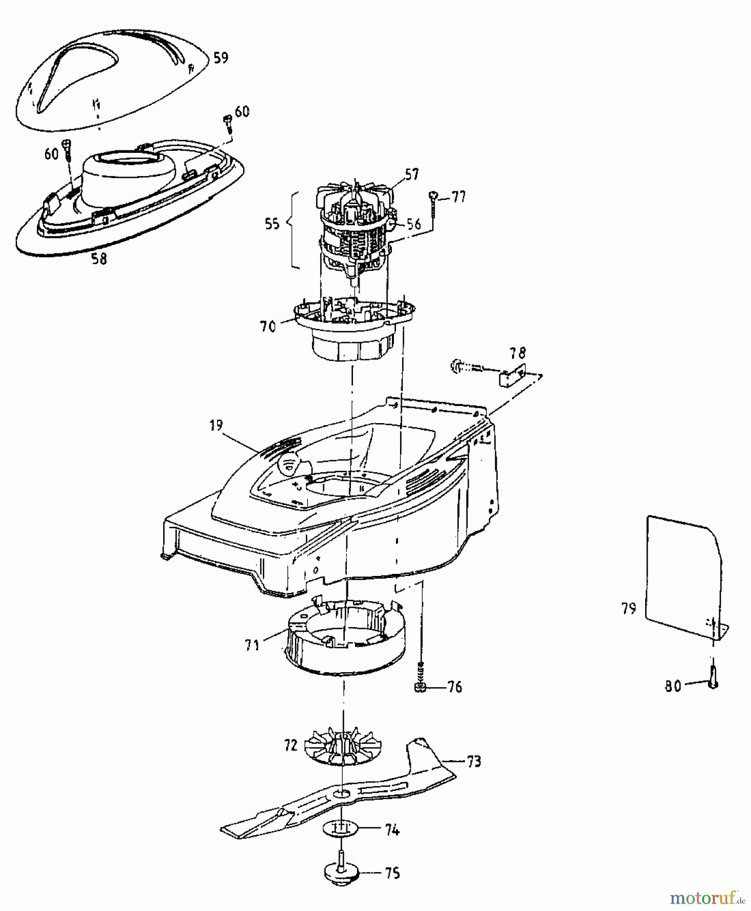  Gutbrod Elektromäher HE 48 L 18B-T5G-604  (1999) Elektromotor, Messer