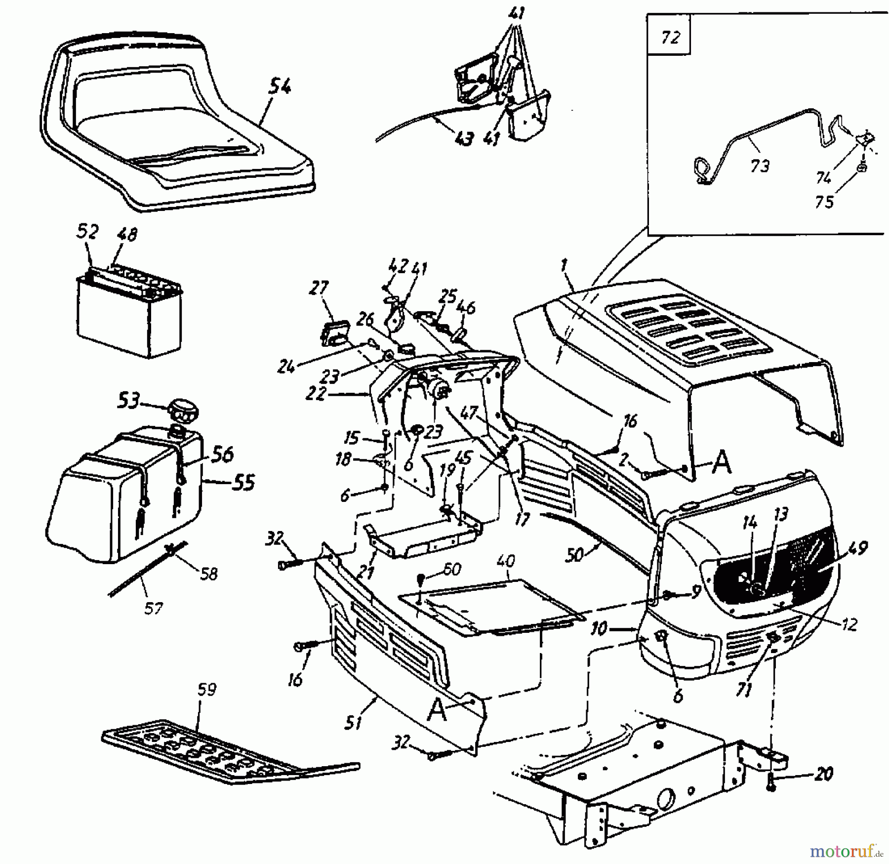  Raiffeisen Rasentraktoren RMH 13-102 13DA763N628  (2000) Motorhaube 3-Style
