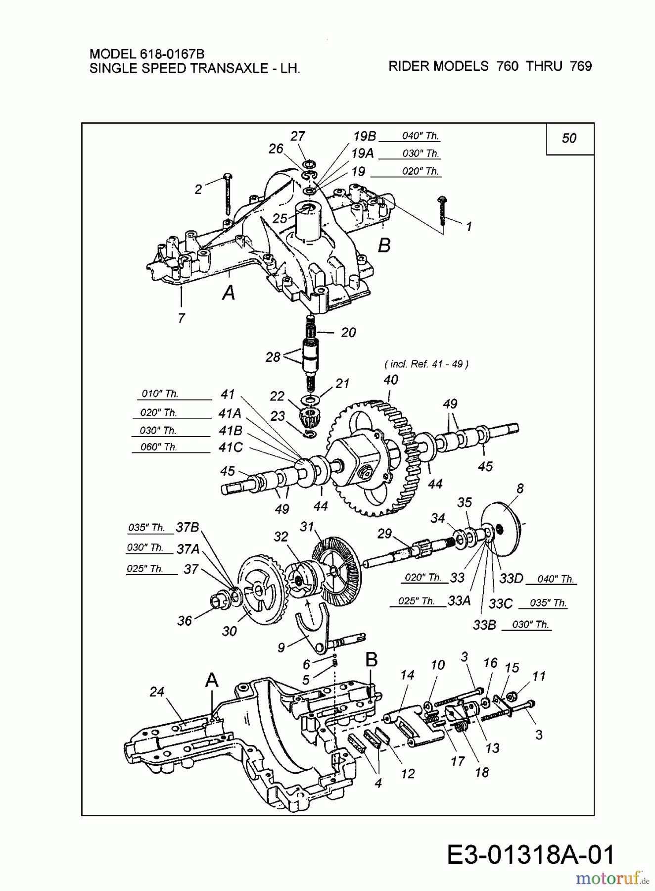  MTD Rasentraktoren E/160 13CD768N678  (1999) Getriebe 618-0167B