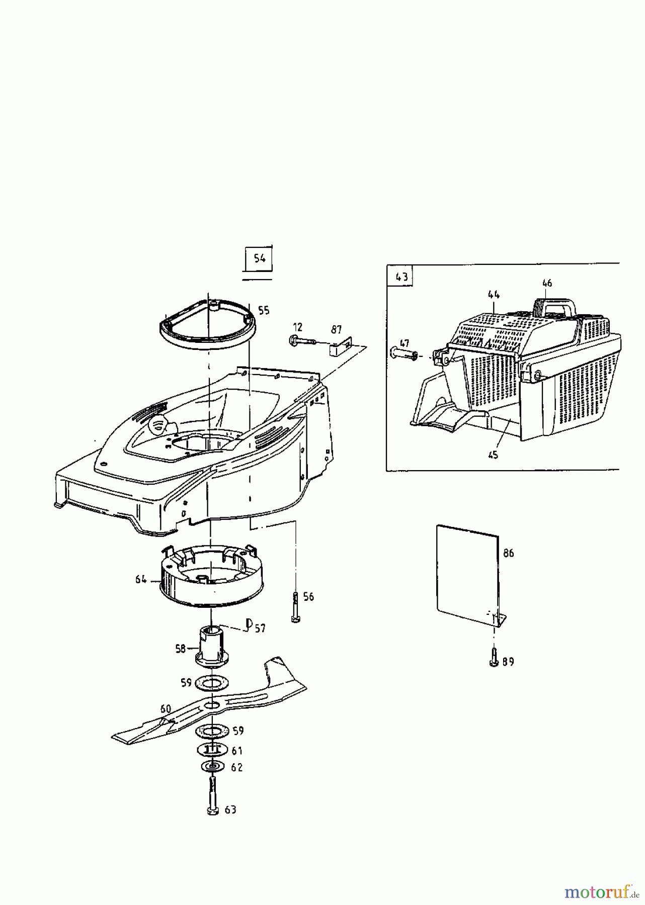  Gutbrod Motormäher HB 48 LH 11A-T59Y604  (1999) Grasfangkorb, Messer
